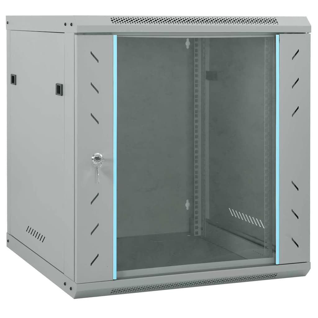 vidaXL Netzwerkschrank mit Speicher Grau 60 x 45 x 65 cm Stahl Netzwerk-Adapter