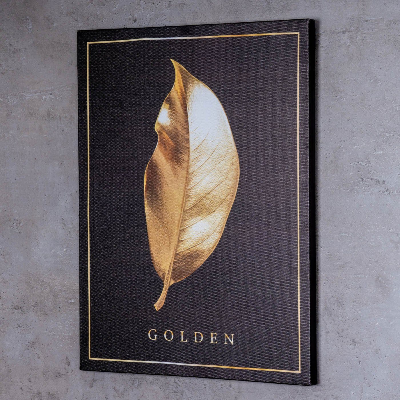 Wandbilder 30x40cm Schwarz Wanddeko Blätter Dekoobjekt, Monstera Gold 3er Set Levandeo®