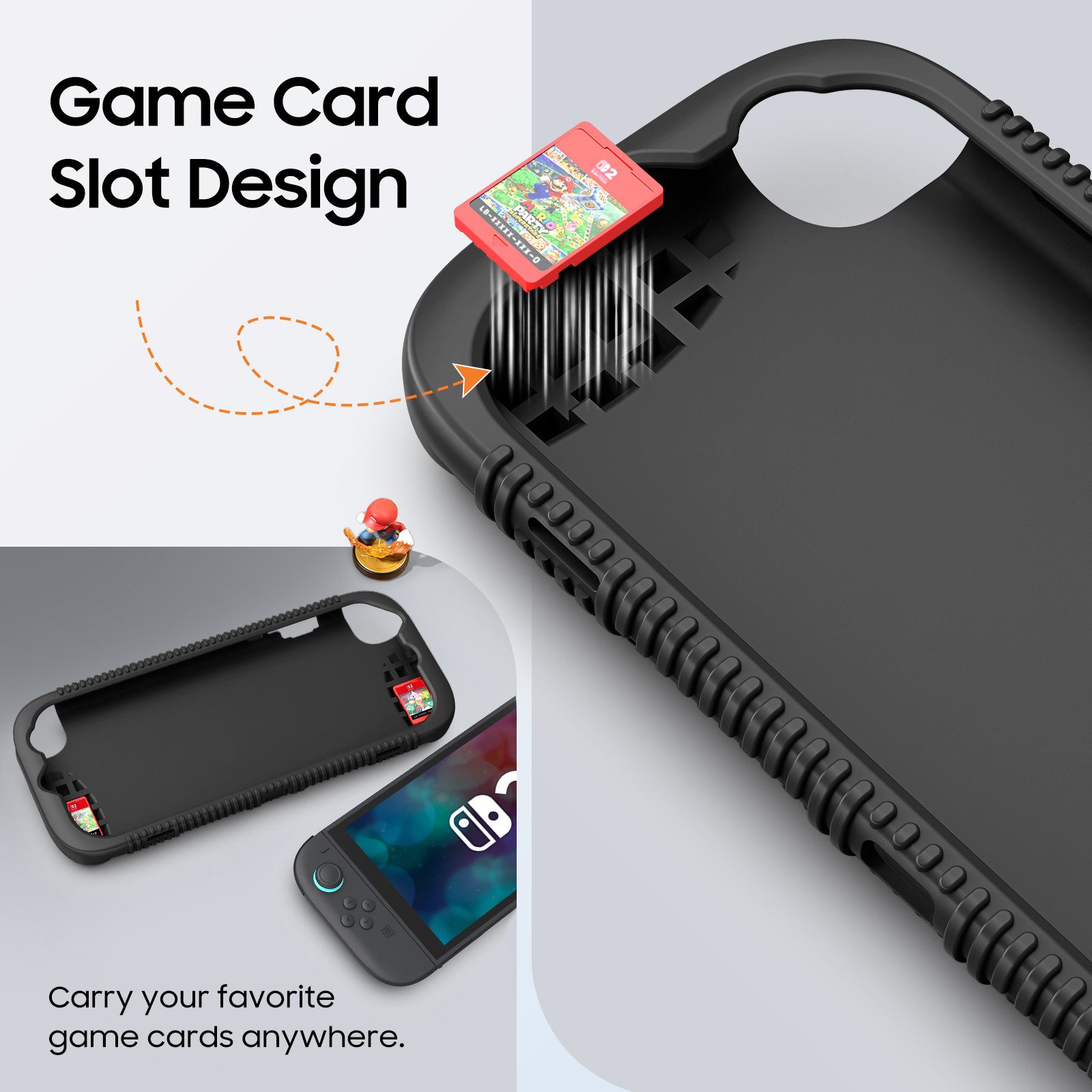Fintie Nintendo-Schutzhülle Silikon Hülle für Nintendo Switch 2 2025 [rutschfest][Stoßfest][Weich], mit Spielkartenfächern & Ergonomischem Griffdesign, Fallschutz-Hülle