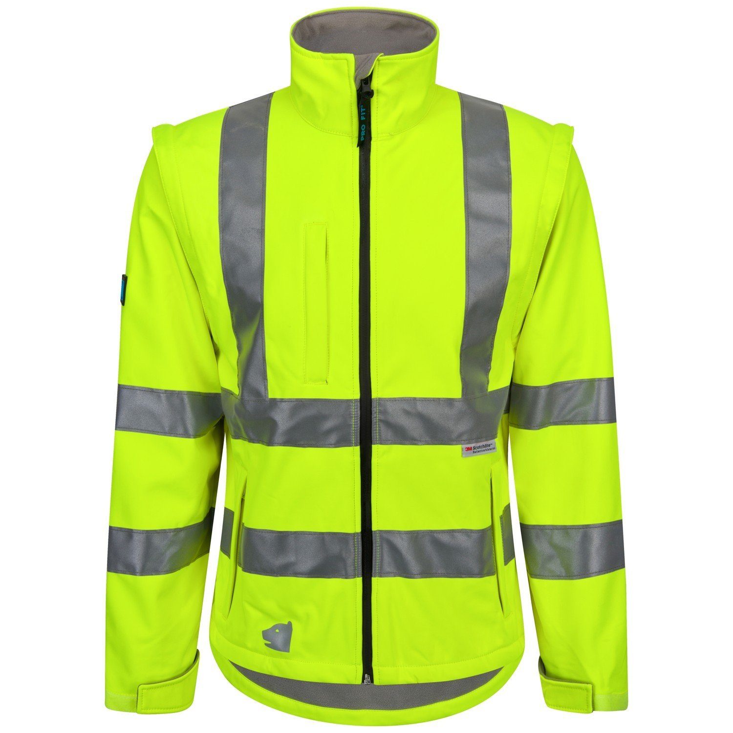 PRO FIT by Fitzner Arbeitsjacke Warnschutz-Softshelljacke Neongelb Größe S (1, Stück) Wind & Wasserabweisend, Atmungsaktiv, Reflektierend, Fleece Futter