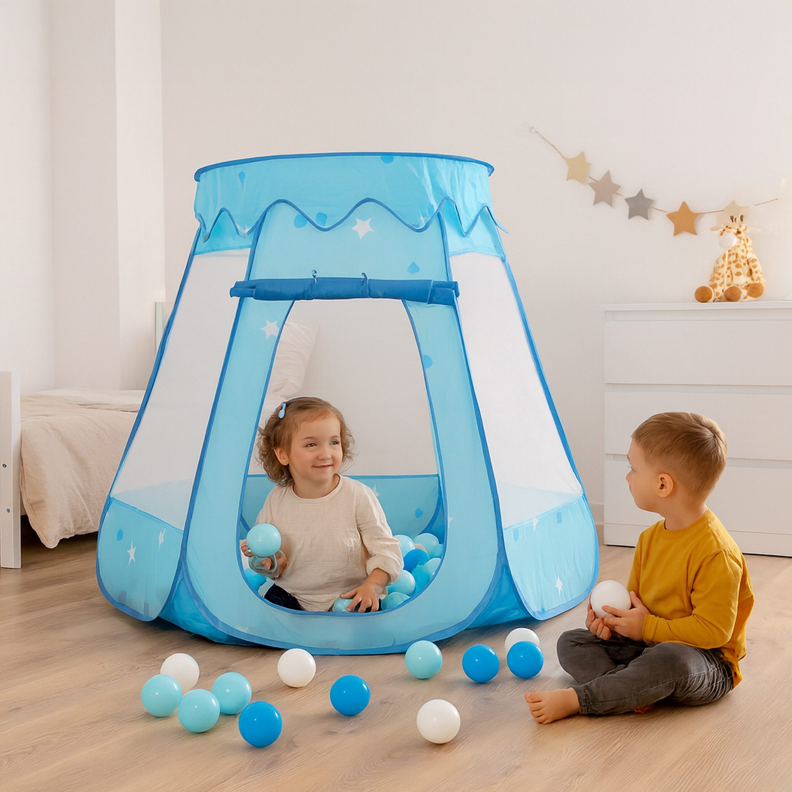 relaxdays Bällebad mit 100 Bälle, blau