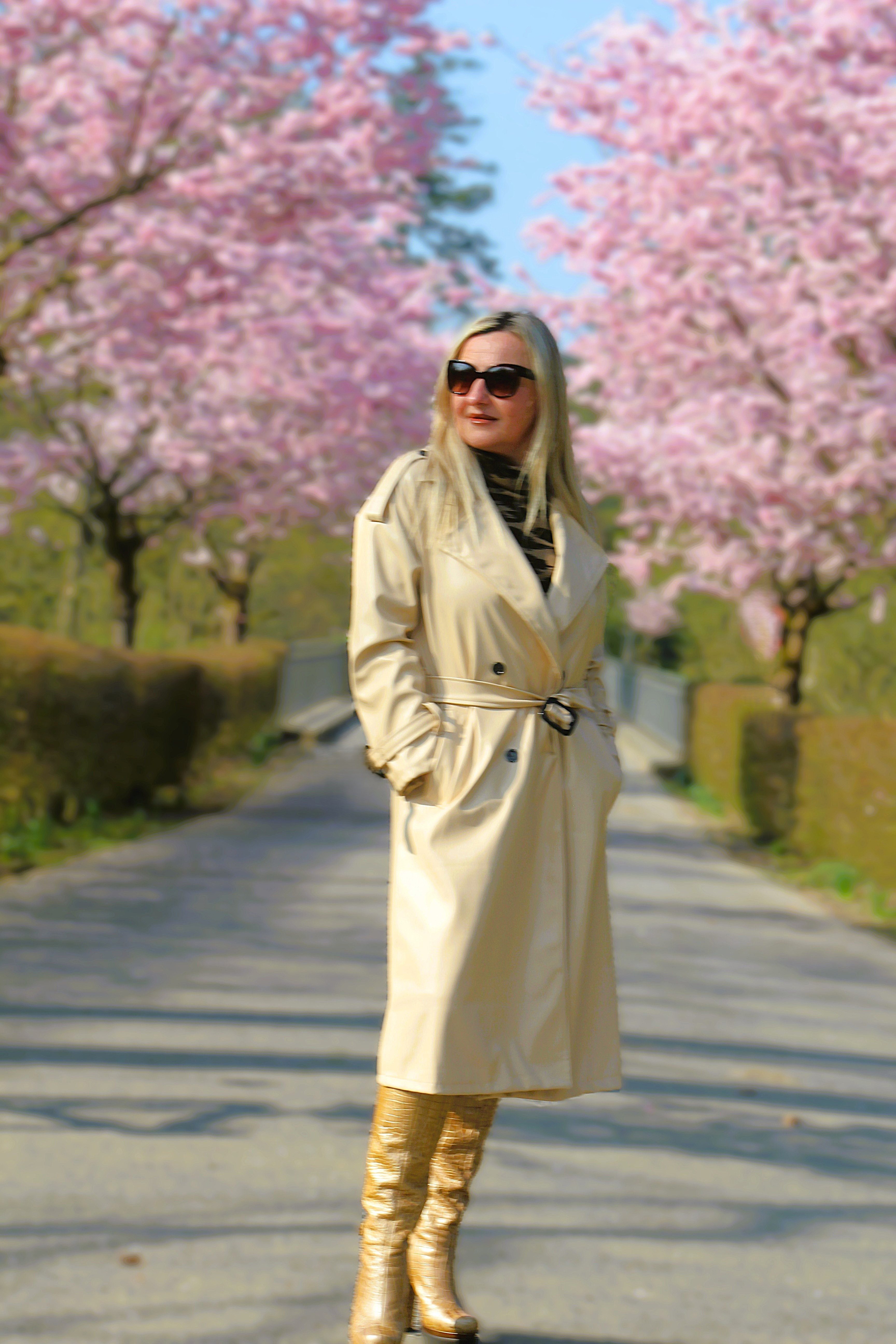Be Noble Ledermantel Mailand beige Eleganter günstig online kaufen