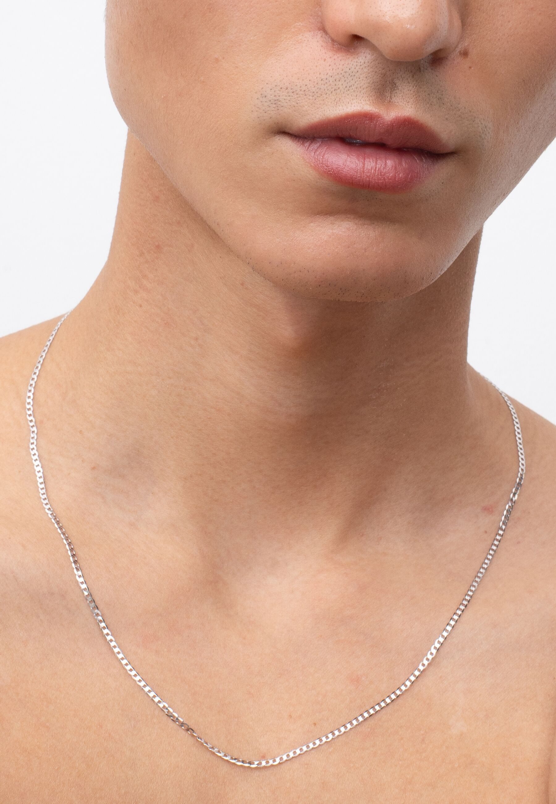 ENGELSINN Gliederkette Goldkette 14 Karat 585 Echtgold Weißgold Stil Panzerkette, 45cm - 55cm Halskette