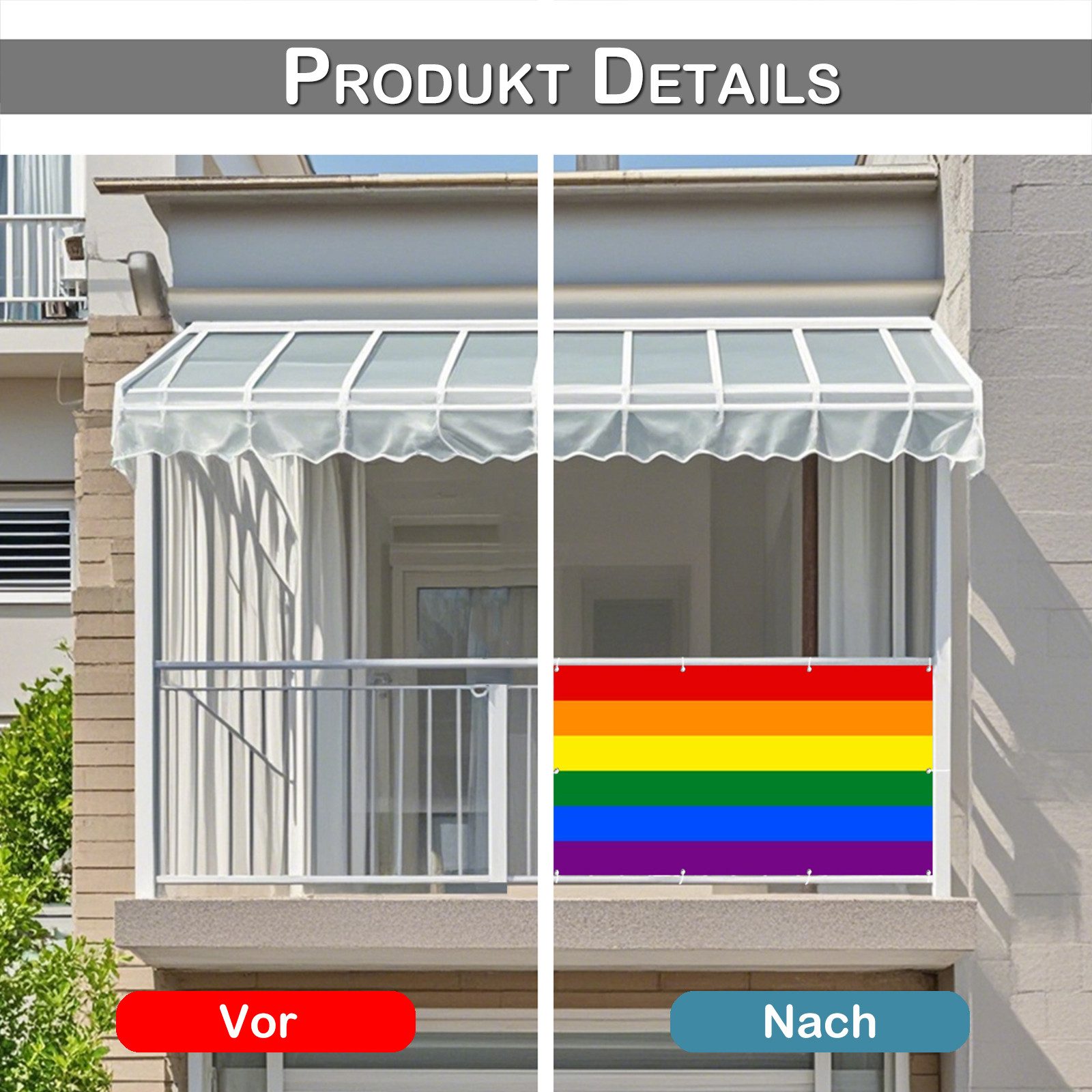 BTTO Balkonsichtschutz Sichtschutz Zaun Gartenzaun Schattiernetz,Robustes und Wetterfestes Balkonbespannung mit Kabelbinder