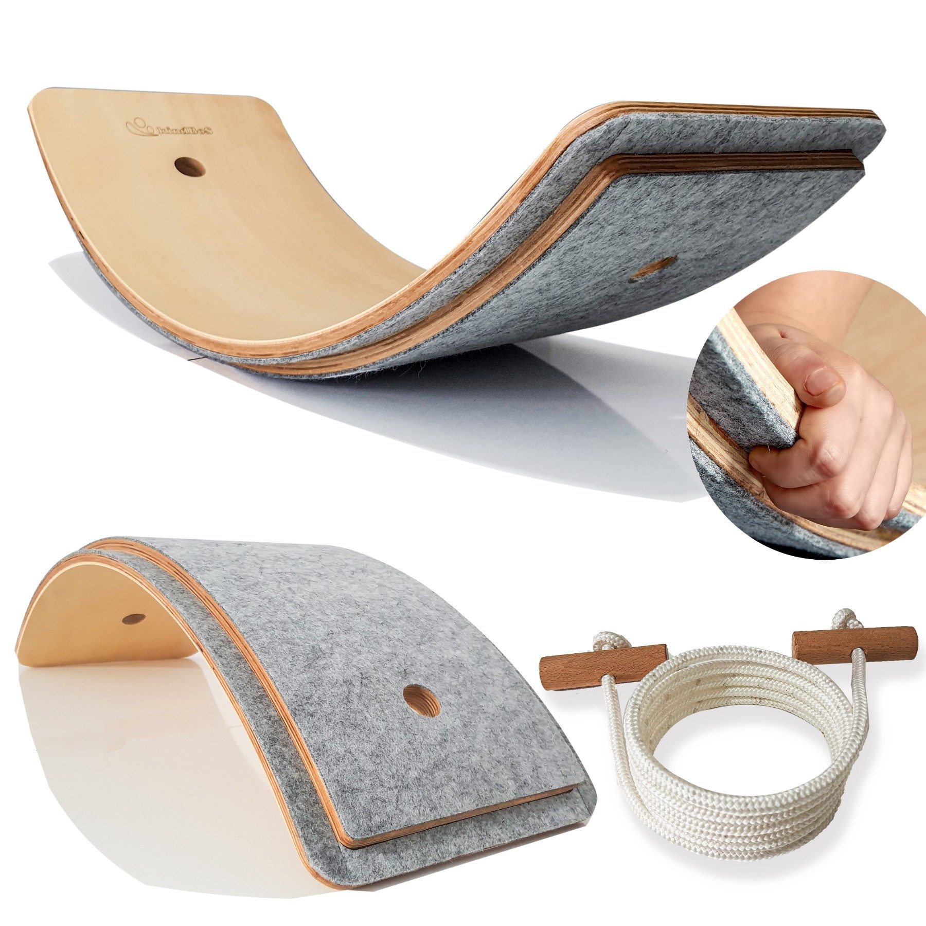 KINDBOS Balanceboard Balance Board,Gleichgewicht Koordination Trainer Kinder & Erwachsene, Stabilität, Core & Fitness Training,Yoga,Physiotherapie & Home Gym