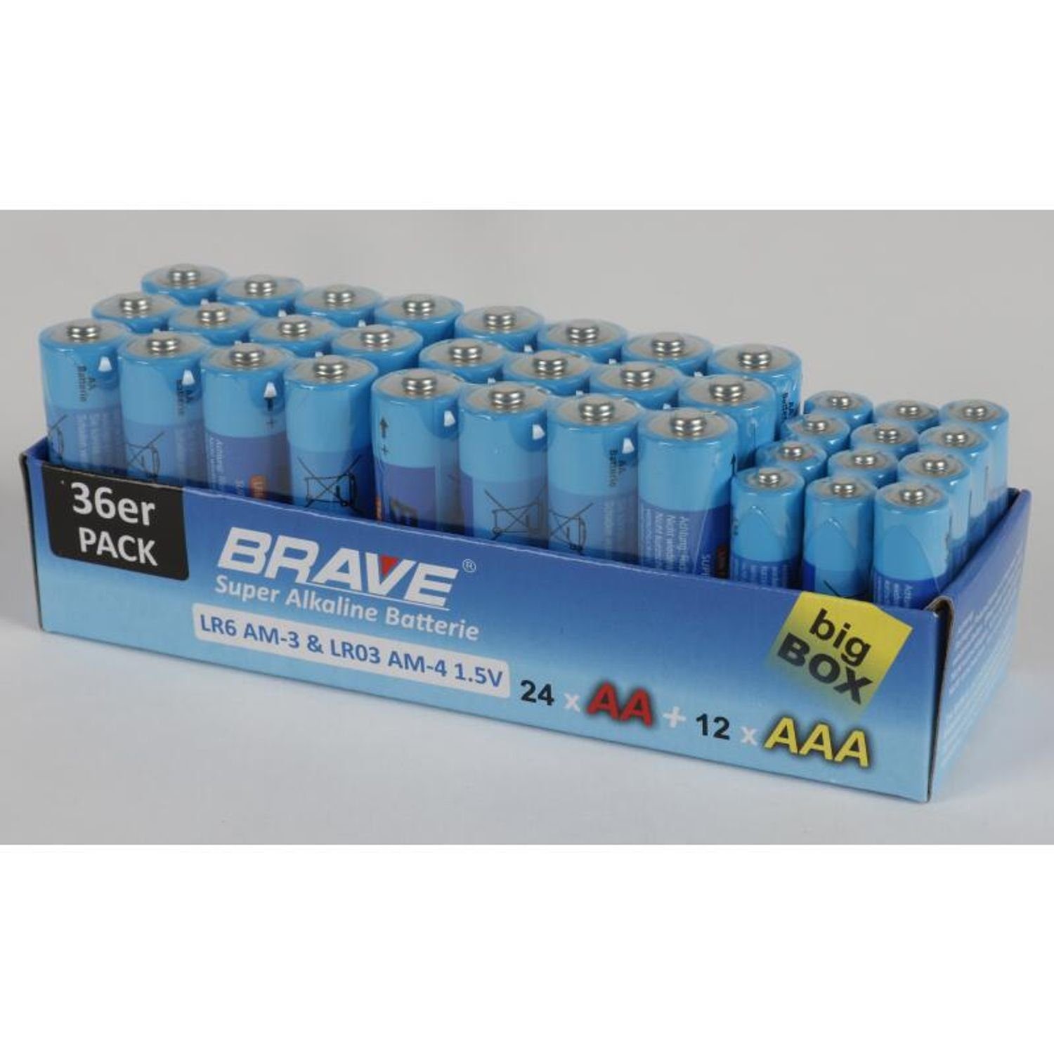 Batterie, Großpackung AAA 24x 36er-Packung Brave St) Alkaline Batterien BURI (864 AA &