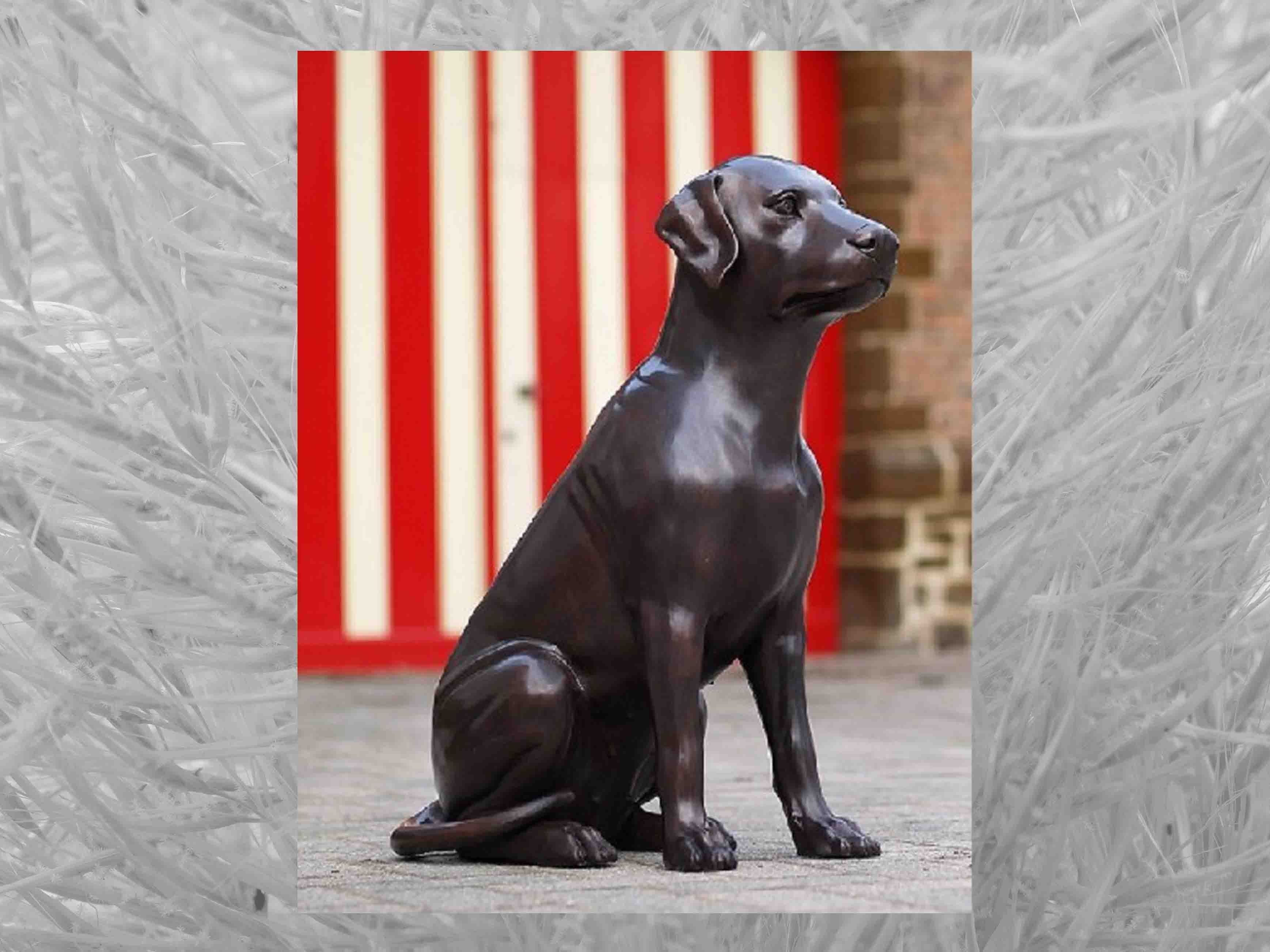 Bronze-Skulptur Hund, Bronze IDYL Gartenfigur IDYL