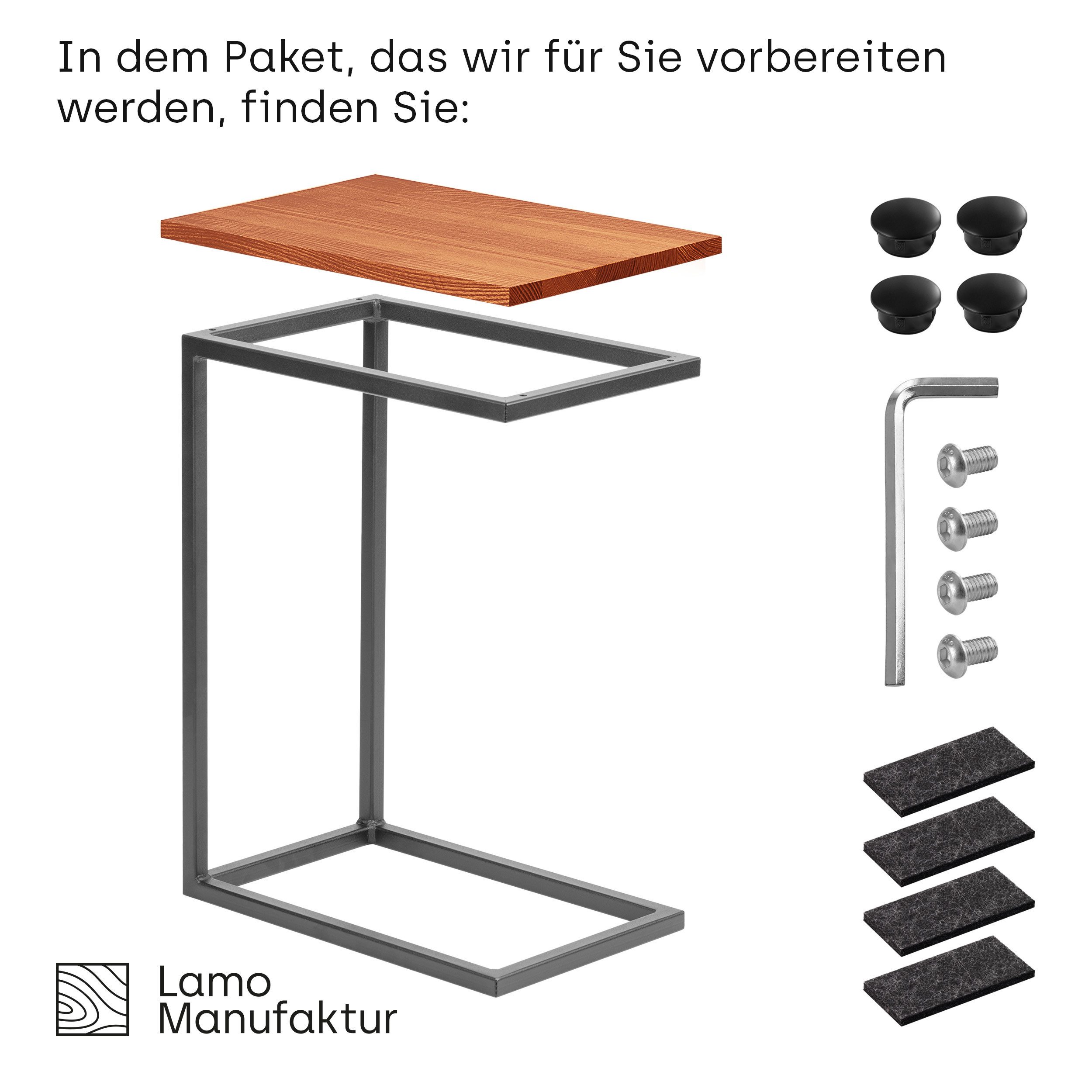 LAMO Manufaktur Beistelltisch Massivholztischplatte Laptoptisch Sofatisch günstig online kaufen