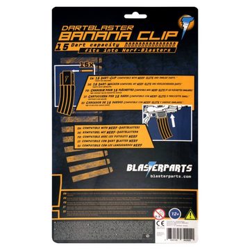 Metamorph Blaster Banana-Clip für 15 Darts, Cooles schwarzes Bananen-Magazin von Blasterparts für 15 Darts. Kompa