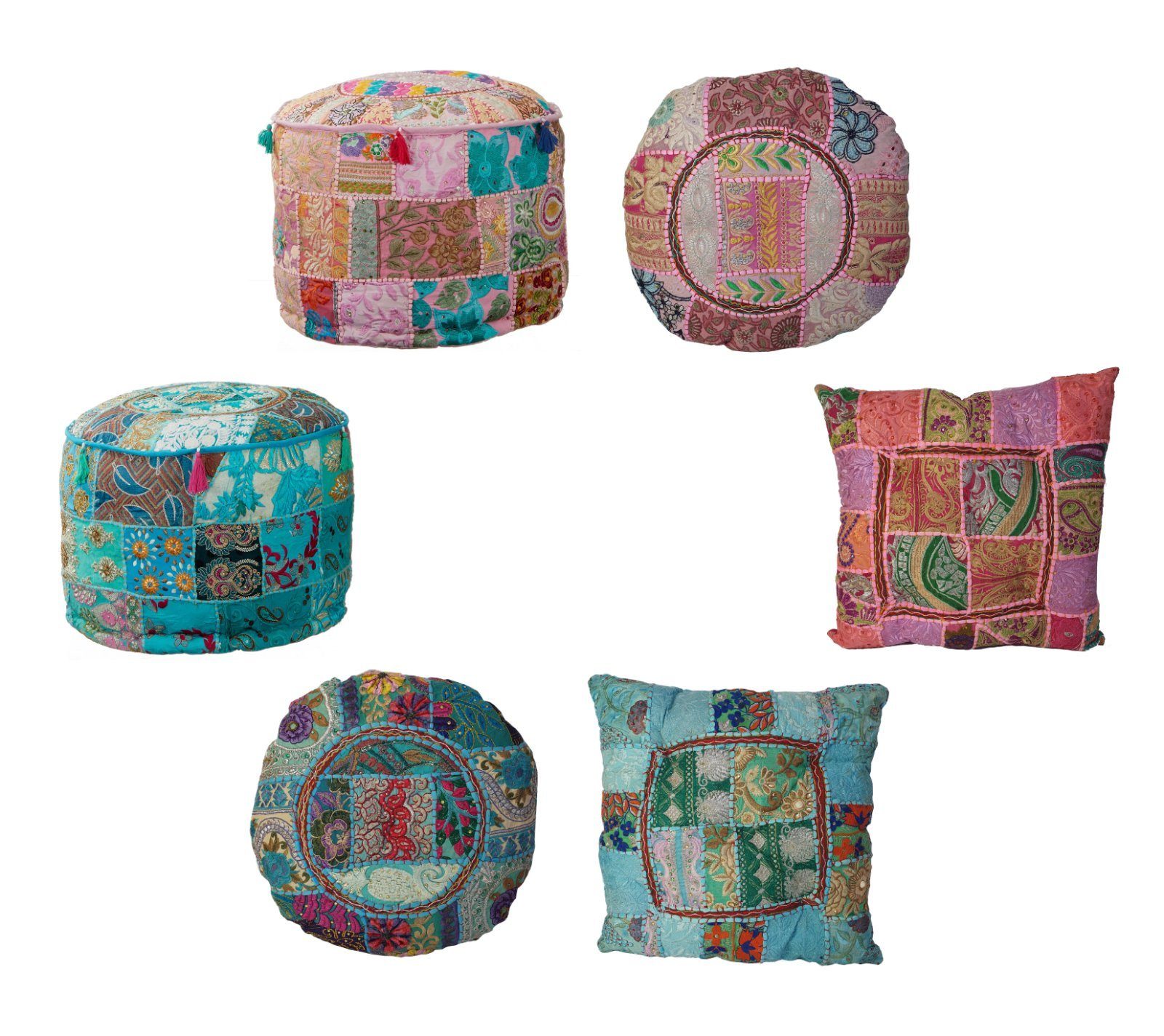 Meinposten Dekokissen Sofakissen Bodenkissen Kissen Sitzkissen Couchkissen Hocker Pouf BUNT Patchwork, Patchwork. € 16,99