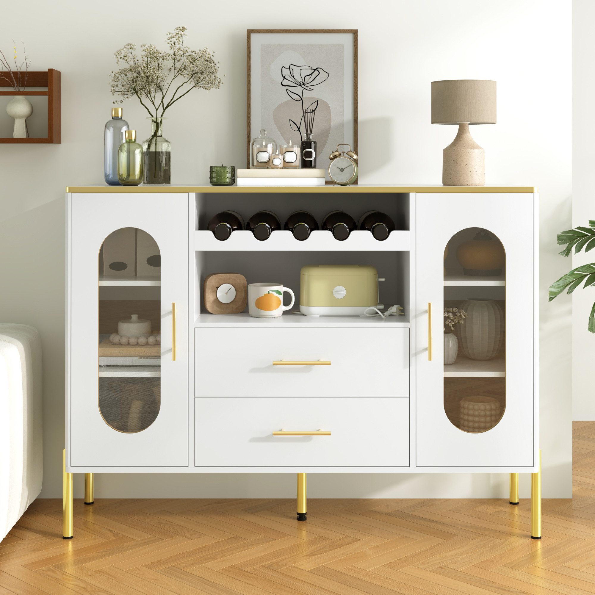 HAUSS SPOLE Sideboard mit Glasfronten, Weinregal günstig online kaufen