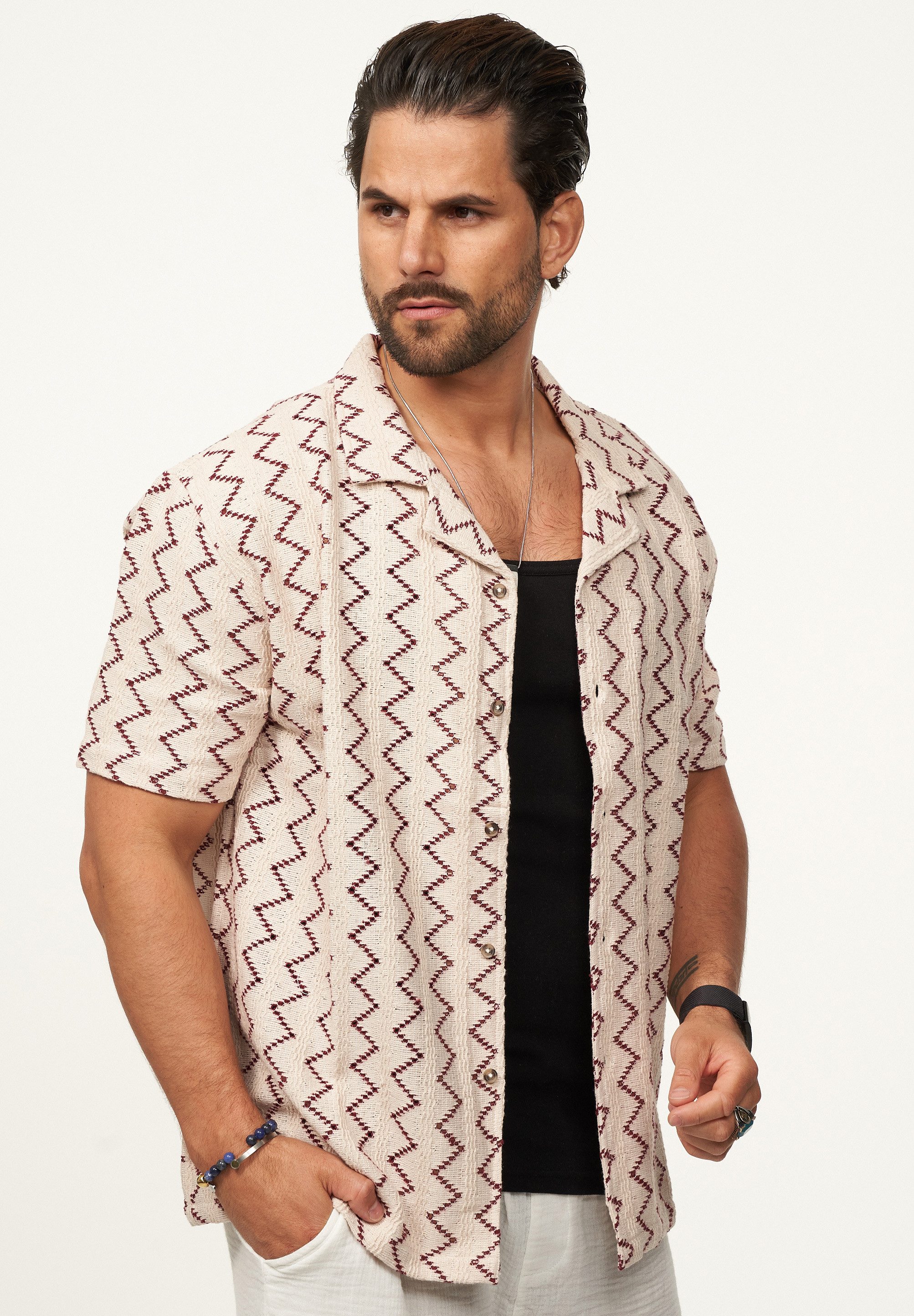 SOULSTAR Kurzarmhemd im Vintage Summer-Look Herren Kurzarm Strick Polo-Hemd T-Shirt