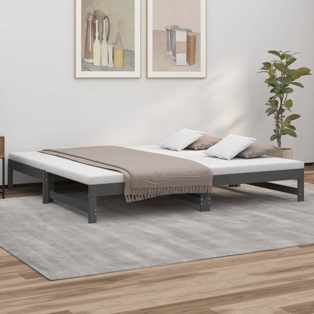 vidaXL Gästebett Gästebett Tagesbett Ausziehbar Grau 2x90x200 cm Massivholz günstig online kaufen