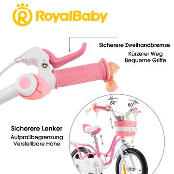 RoyalBaby Kinderfahrrad Rosa Little Swan Kinder Fahrrad für Mädchen, 1 Gang, mit Stützräder