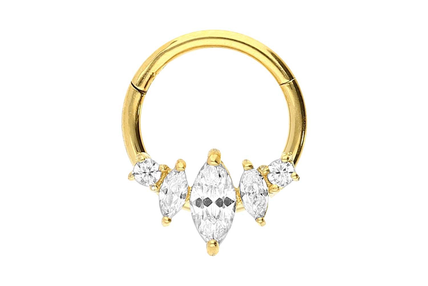 Nasenpiercing Chirurgenstahl Segmentring Clicker 5 KRISTALLE Ohrpiercing Septum Nase