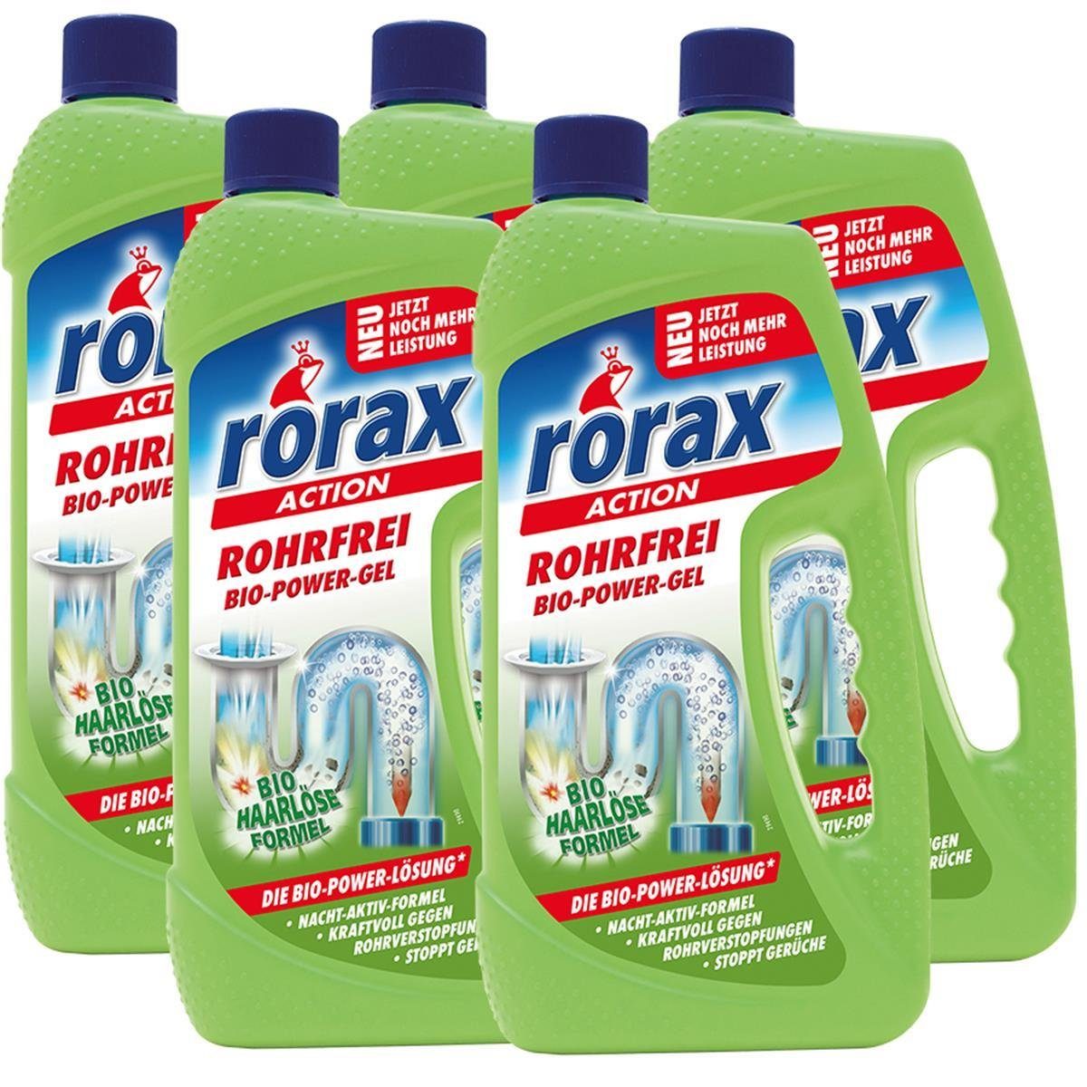 rorax 5x rorax Rohrfrei Bio-Power-Gel 1 Liter - Löst selbst Haare auf Rohrreiniger