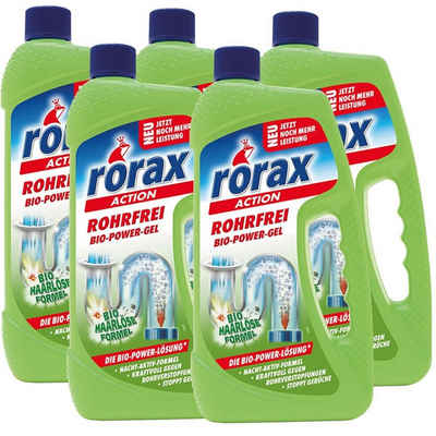 rorax 5x rorax Rohrfrei Bio-Power-Gel 1 Liter - Löst selbst Haare auf Rohrreiniger