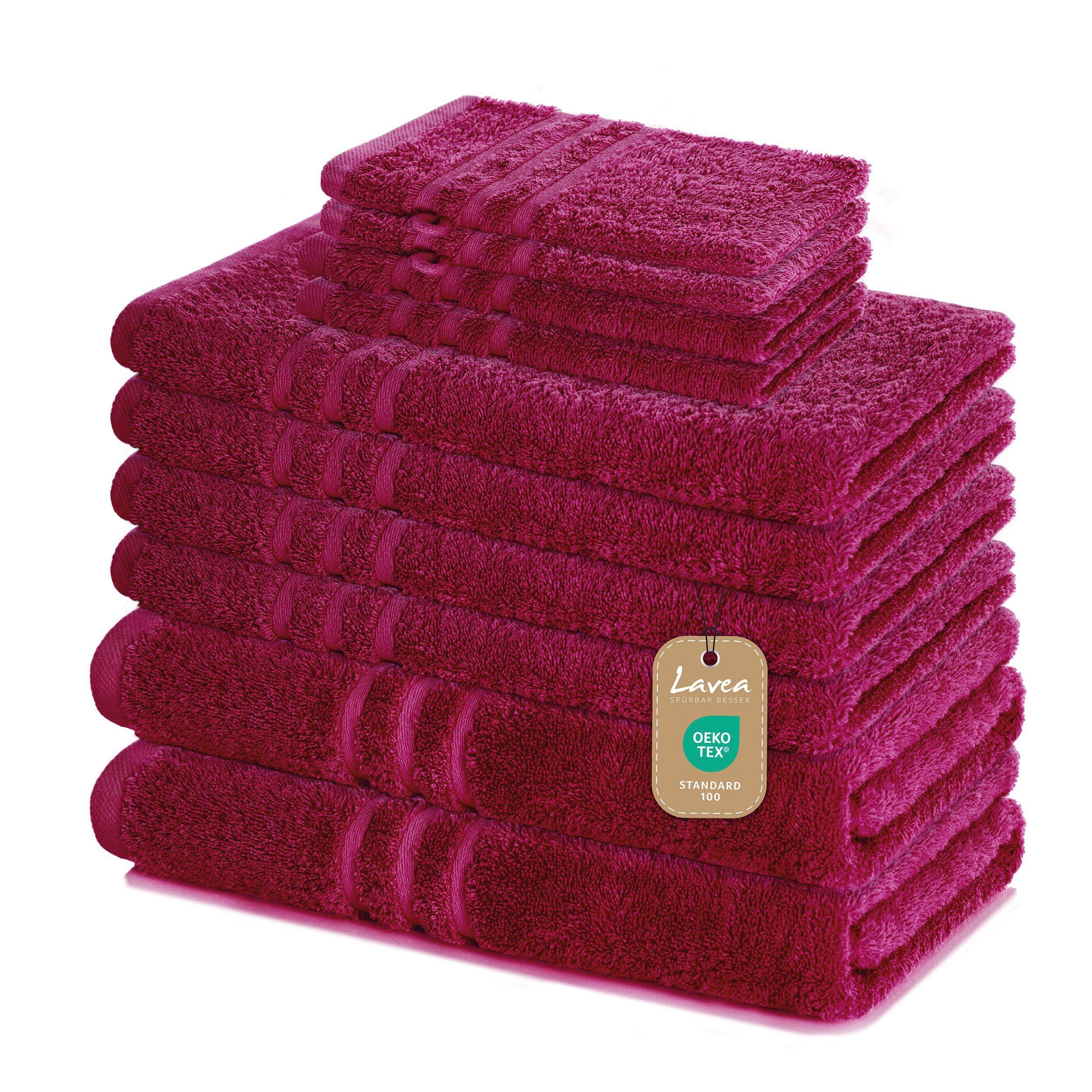 Lavea Handtuch Set Elena, Duschtücher, Handtücher, Gästetücher, Waschhandschuhe, 100% Baumwolle (Set, 10-St), Frottierserie, weich & saugstark, pflegeleicht, 500 g/m² Frottier