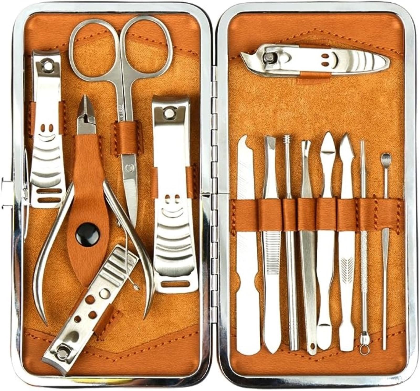 H&S Nagelknipser Maniküre Set 14 teilig Edelstahl Pediküre Set Nagelset Nagelpflegeset, 14-tlg., Fingernagel Pflege Set mit Nageletui Nagelschere Set Herren und Damen