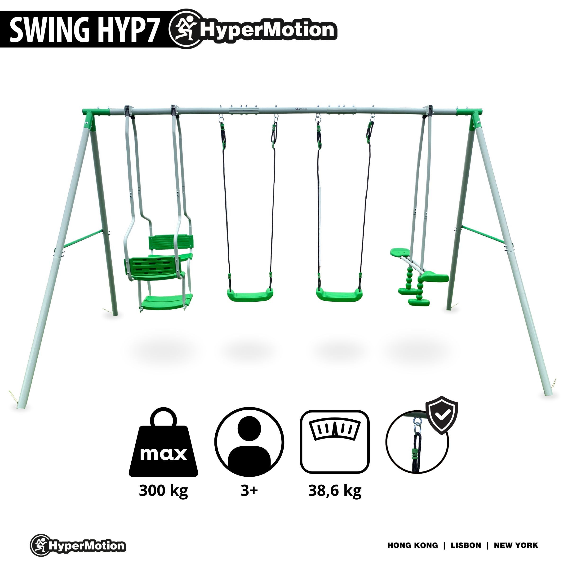 HyperMotion Mehrkindschaukel Garten Spielplatz 6er Kinder Schaukel Set Gartenschaukel