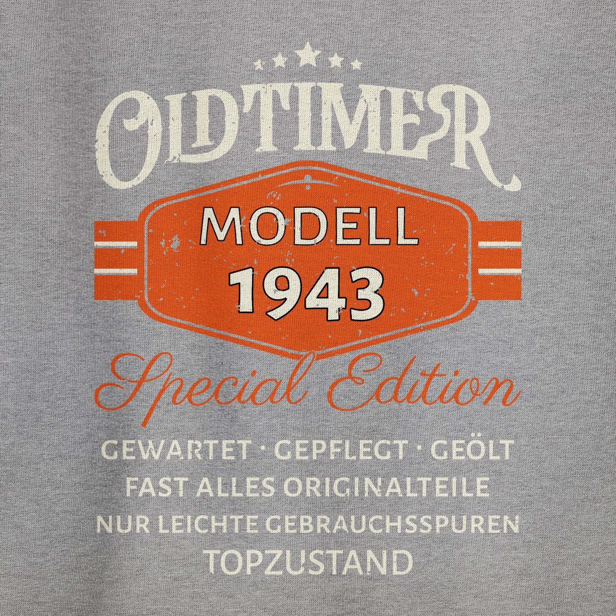 Oldtimer (1-tlg) 80. Modell Geburtstag 3 Shirtracer Sweatshirt Special Original 1943 Edition meliert Grau
