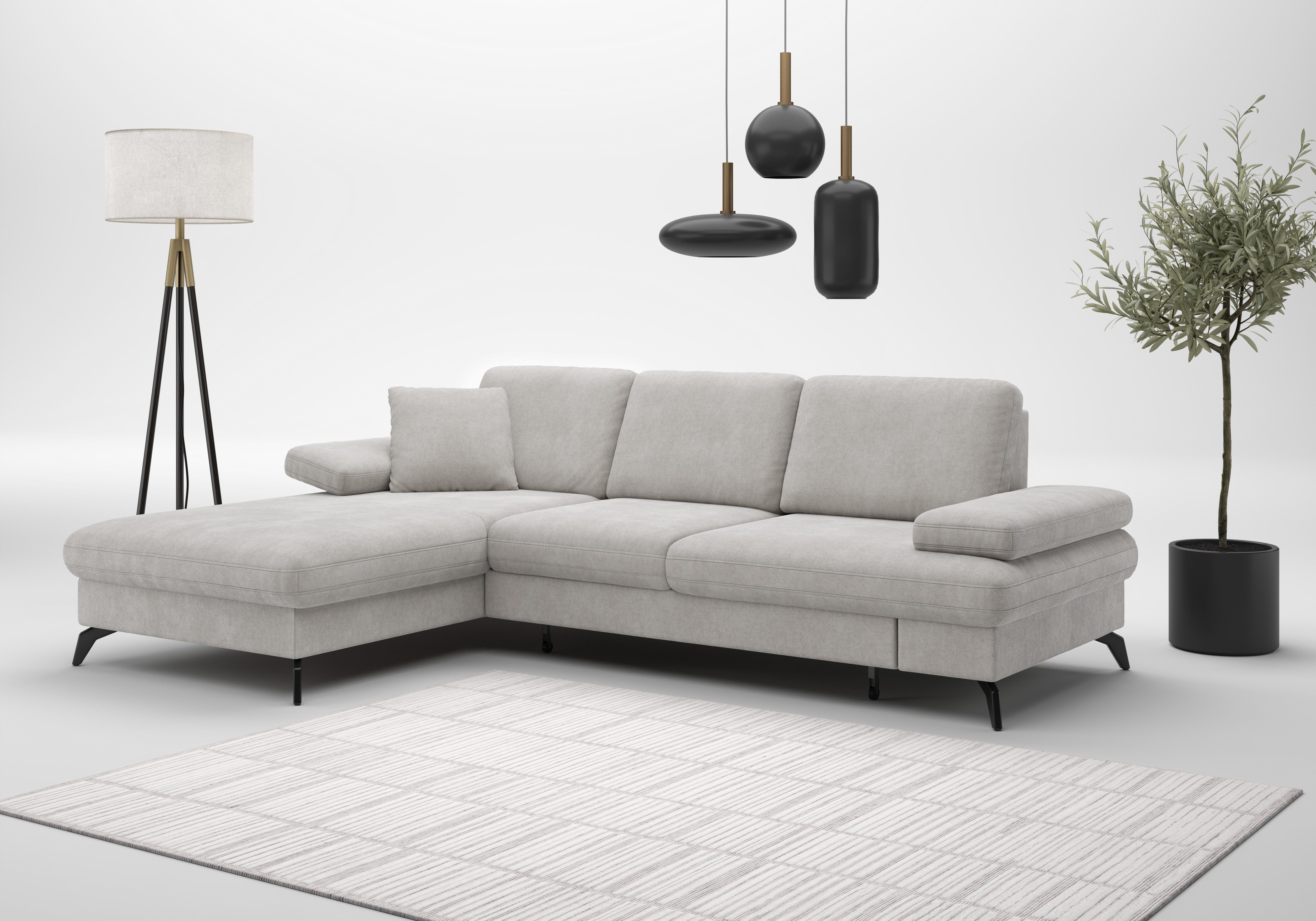 sit&more Ecksofa Morris L-Form, mit Bettfunktion, bzw. XXL-Sitzfläche, Armteilverstellung & Zierkissen