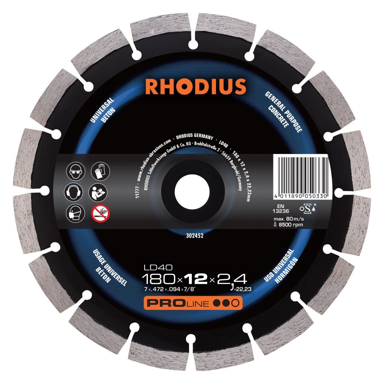 Rhodius Winkelschleifer Rhodius LD40 Diamanttrennscheibe Ø 230 mm Bohrung