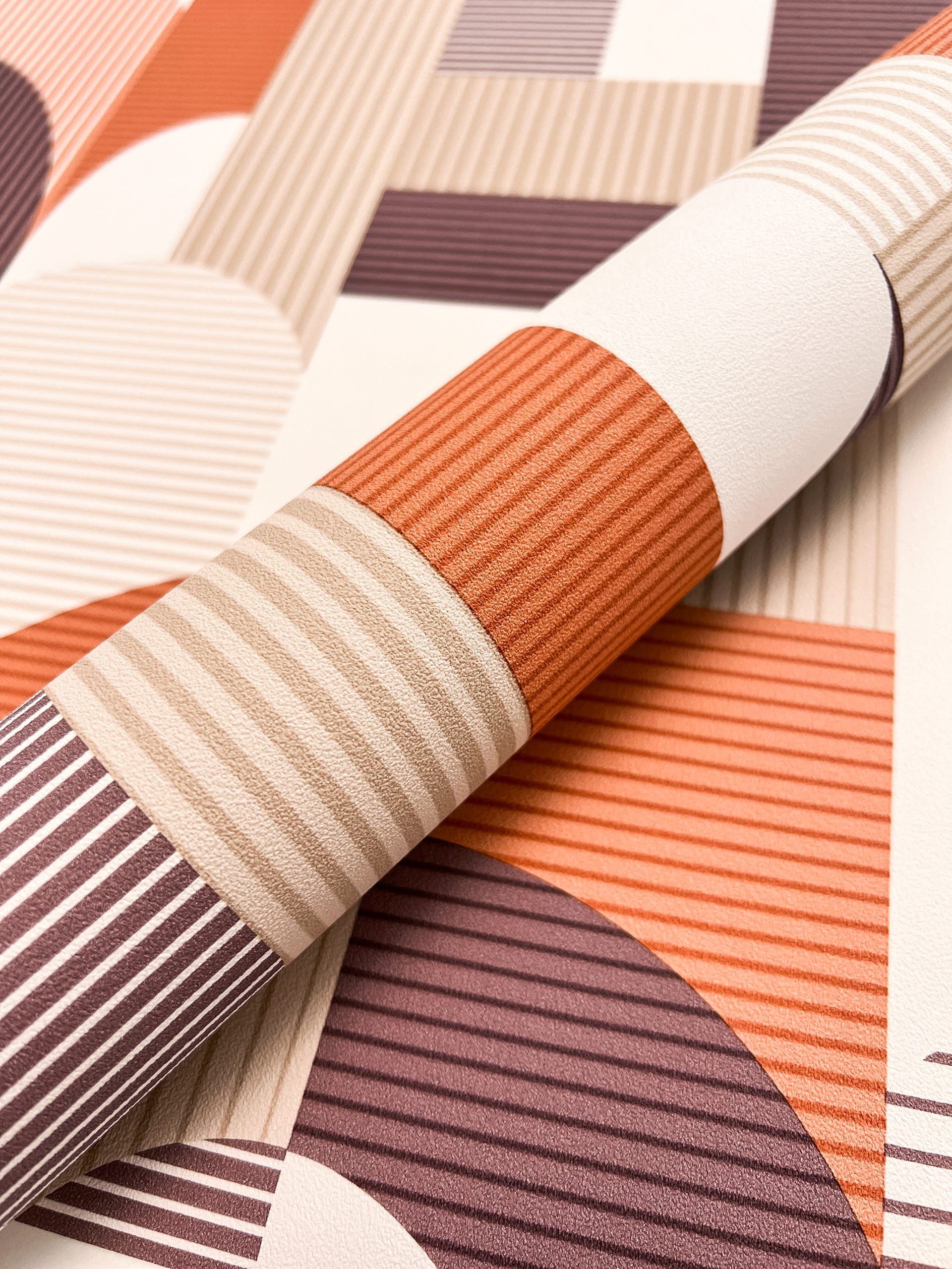 Newroom Vliestapete Leona Orange Tapete Mustertapete Streifen,Linien,Bogen, günstig online kaufen