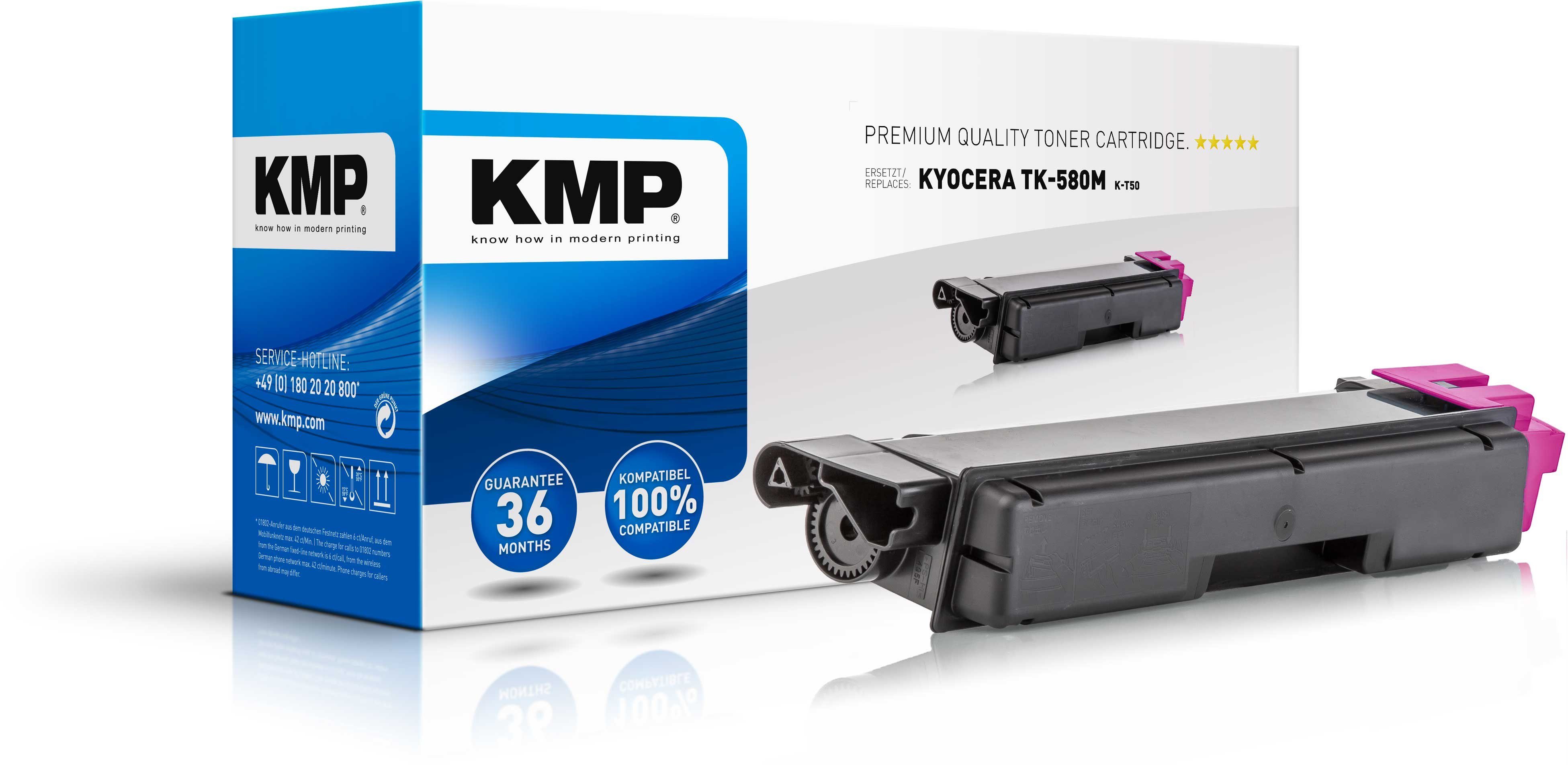 KMP Tonerkartusche 1 Toner K-T50 ERSETZT Kyocera TK-580M - magenta, (1-St)