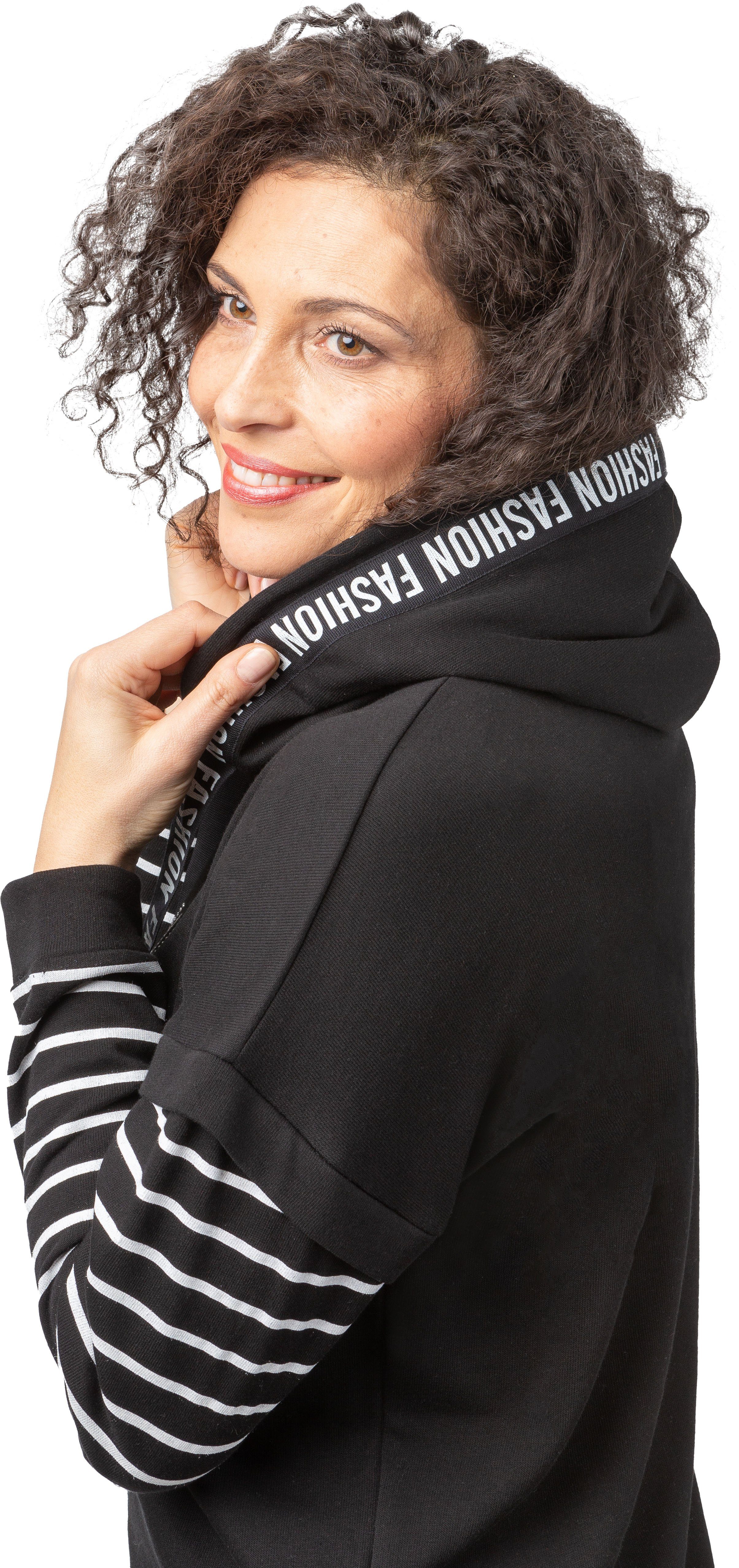 Estefania for woman Sweatshirt 186-7125 mit Kapuze und Fashion-Details schw günstig online kaufen