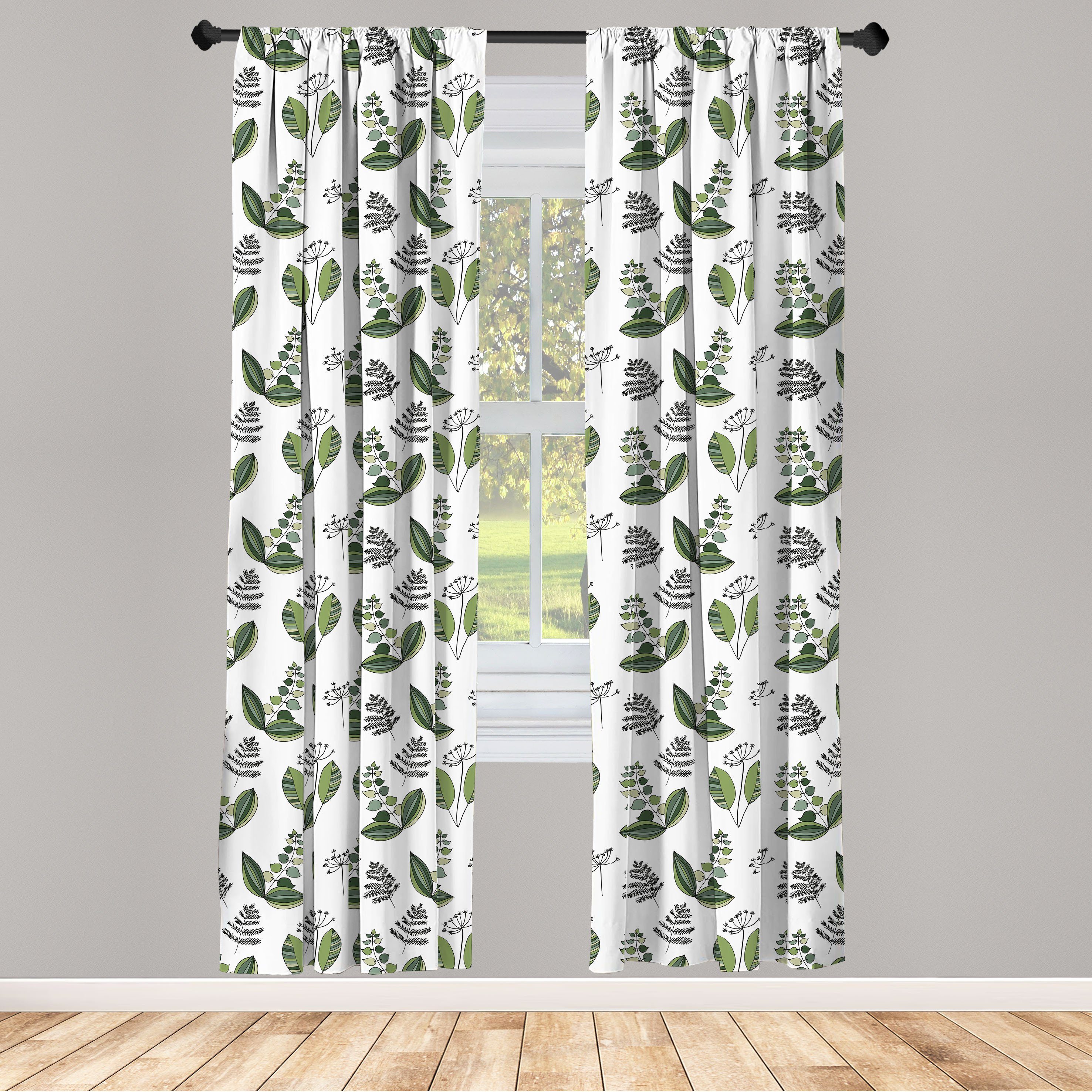 Gardine Vorhang für Wohnzimmer Schlafzimmer Dekor, Abakuhaus, Microfaser, skandinavisch Frische Blühende Pflanzen