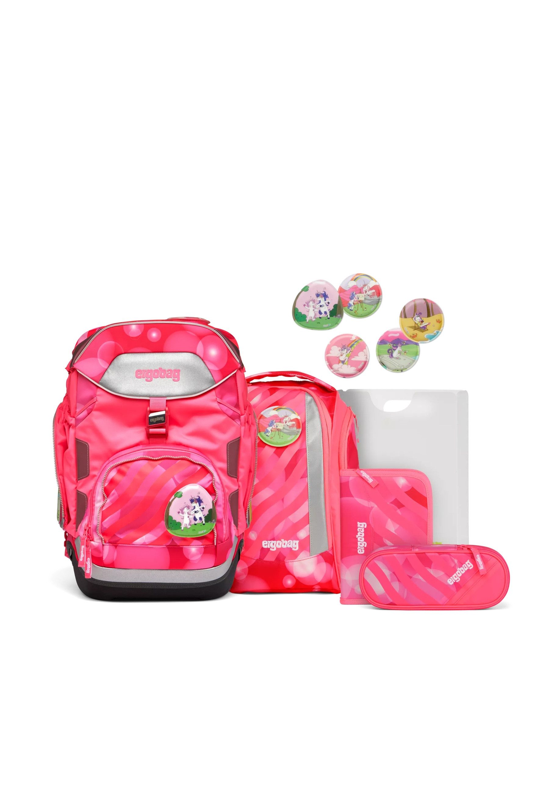 ergobag Schulranzen pack Set (6-tlg., 6-teiliges Set), verstellbarer Brustgurt