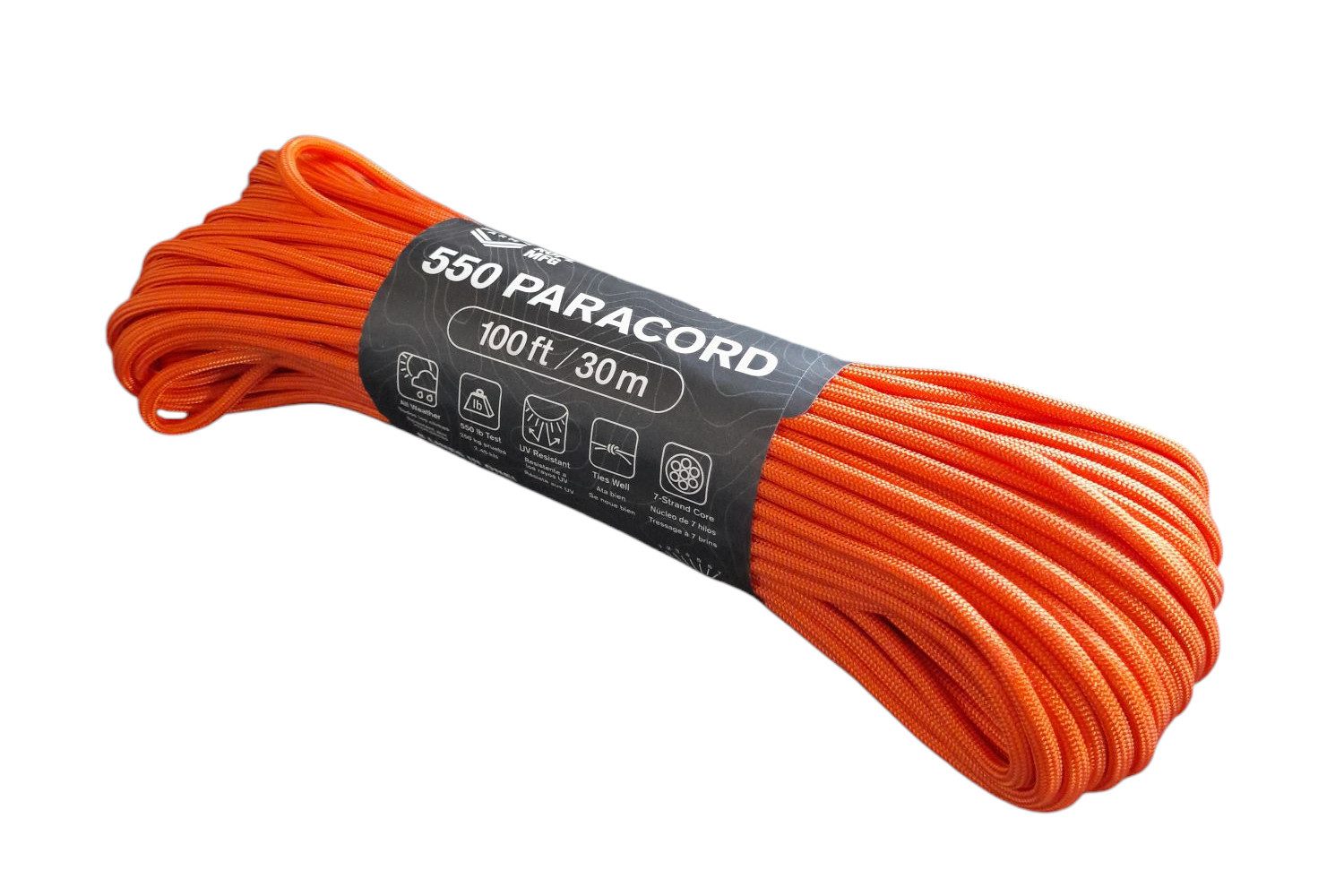 Helikon-Tex Paracord 550 Fallschirmschnur 30 Meter, Neon Orange Abspannleine (1-tlg), Belastbar bis 250 kg