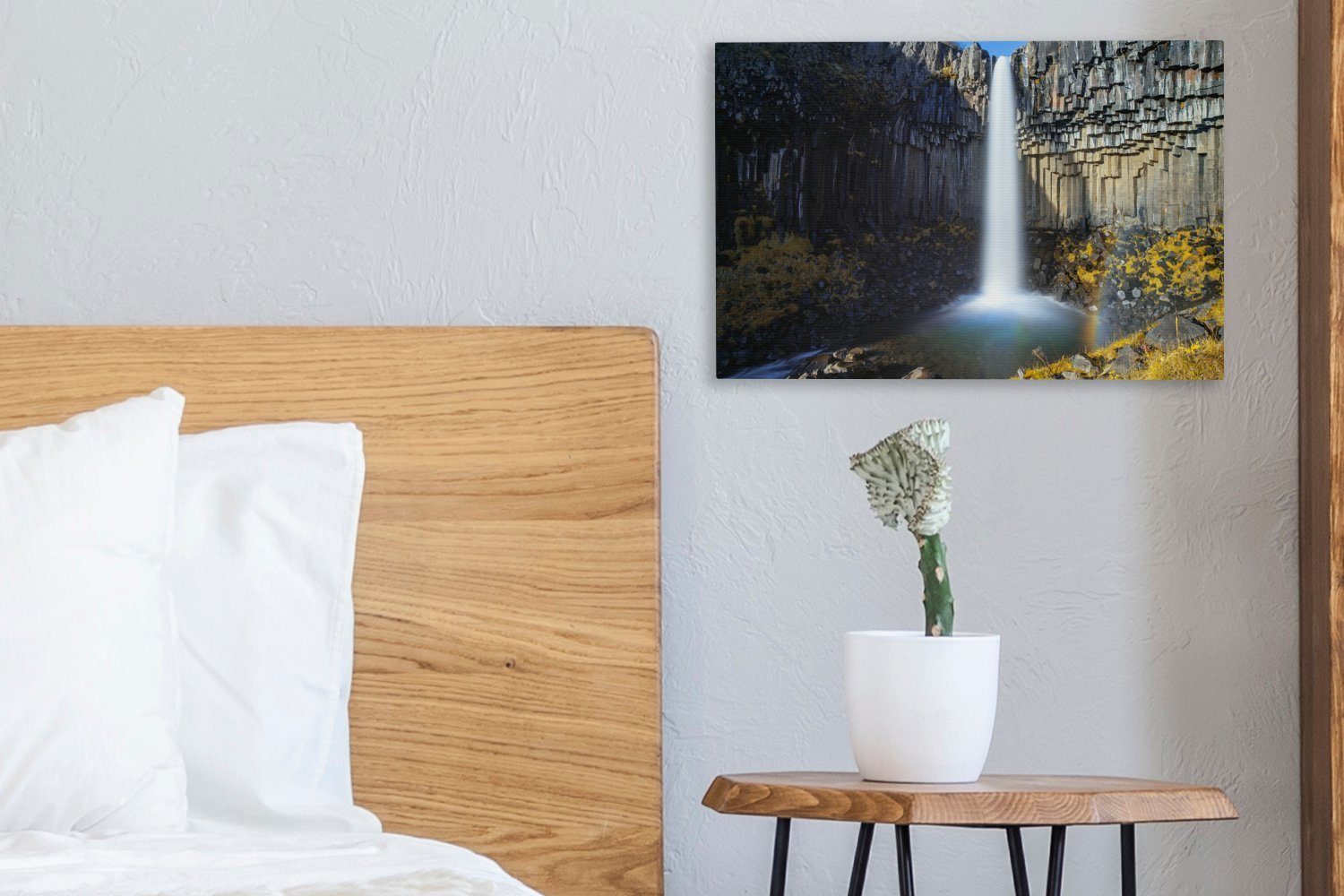 Wasserfall (1 30x20 OneMillionCanvasses® - bunt Leinwandbilder, Wandbild - Island Wanddeko, Leinwandbild St), Natur, cm Aufhängefertig,