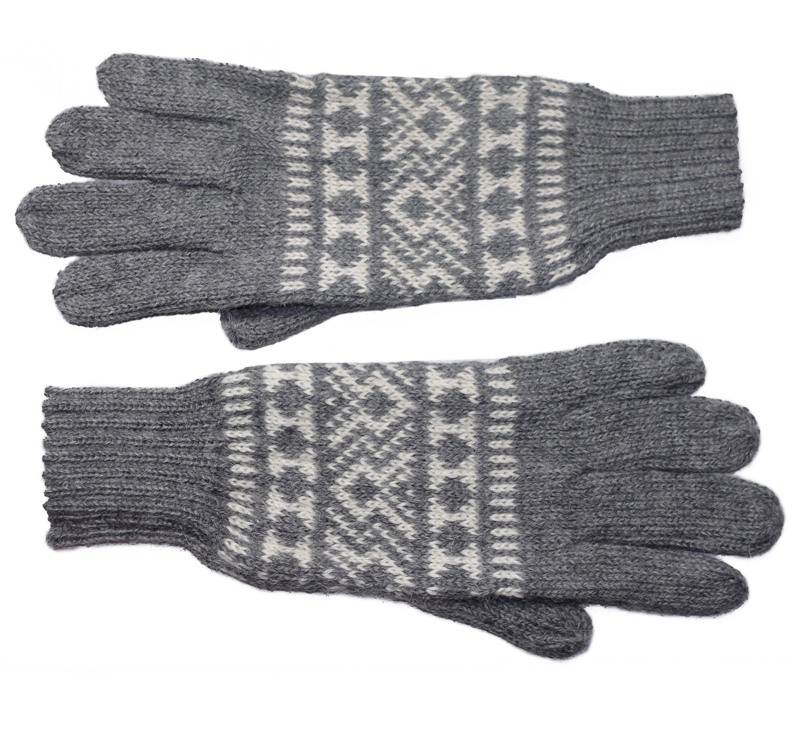 Posh Gear Strickhandschuhe Alpakawolle aus 100% Guantofigura Fingerhandschuhe grau