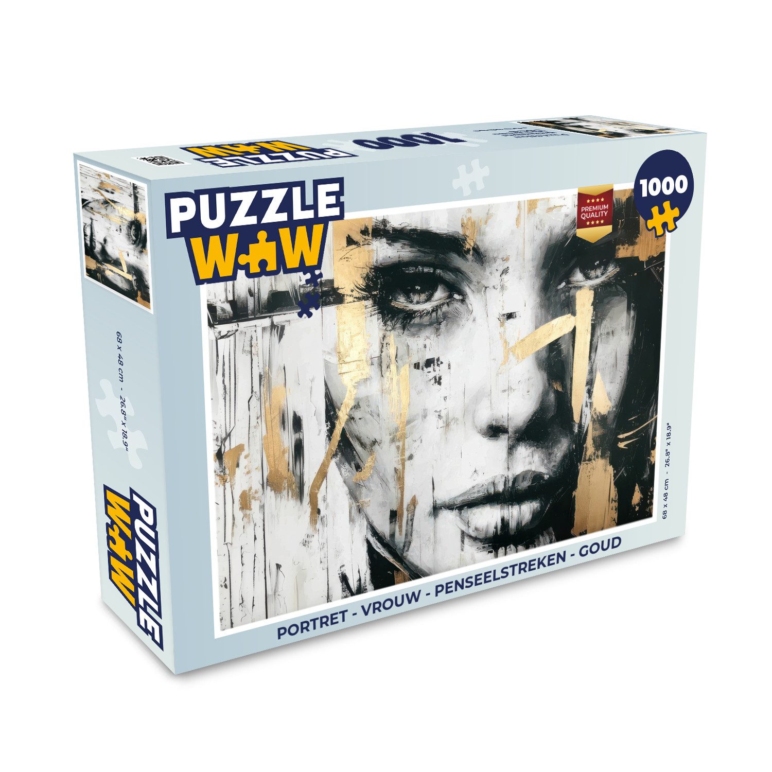 Puzzle Porträt - Frau - Pinselstriche - Gold
