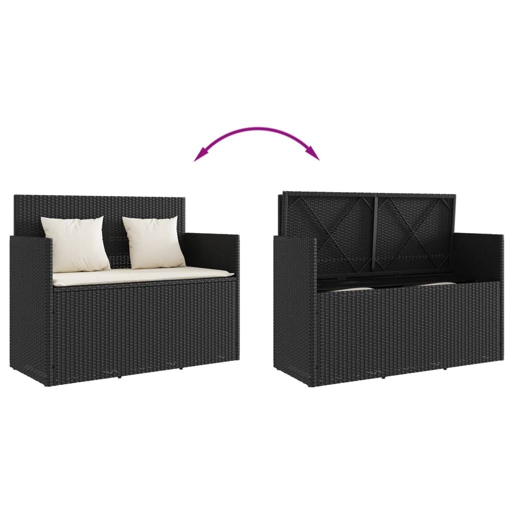 Gartenbank NA Gartenbank mit Stauraum und Kissen aus PE-Rattan für Außenbereich 1