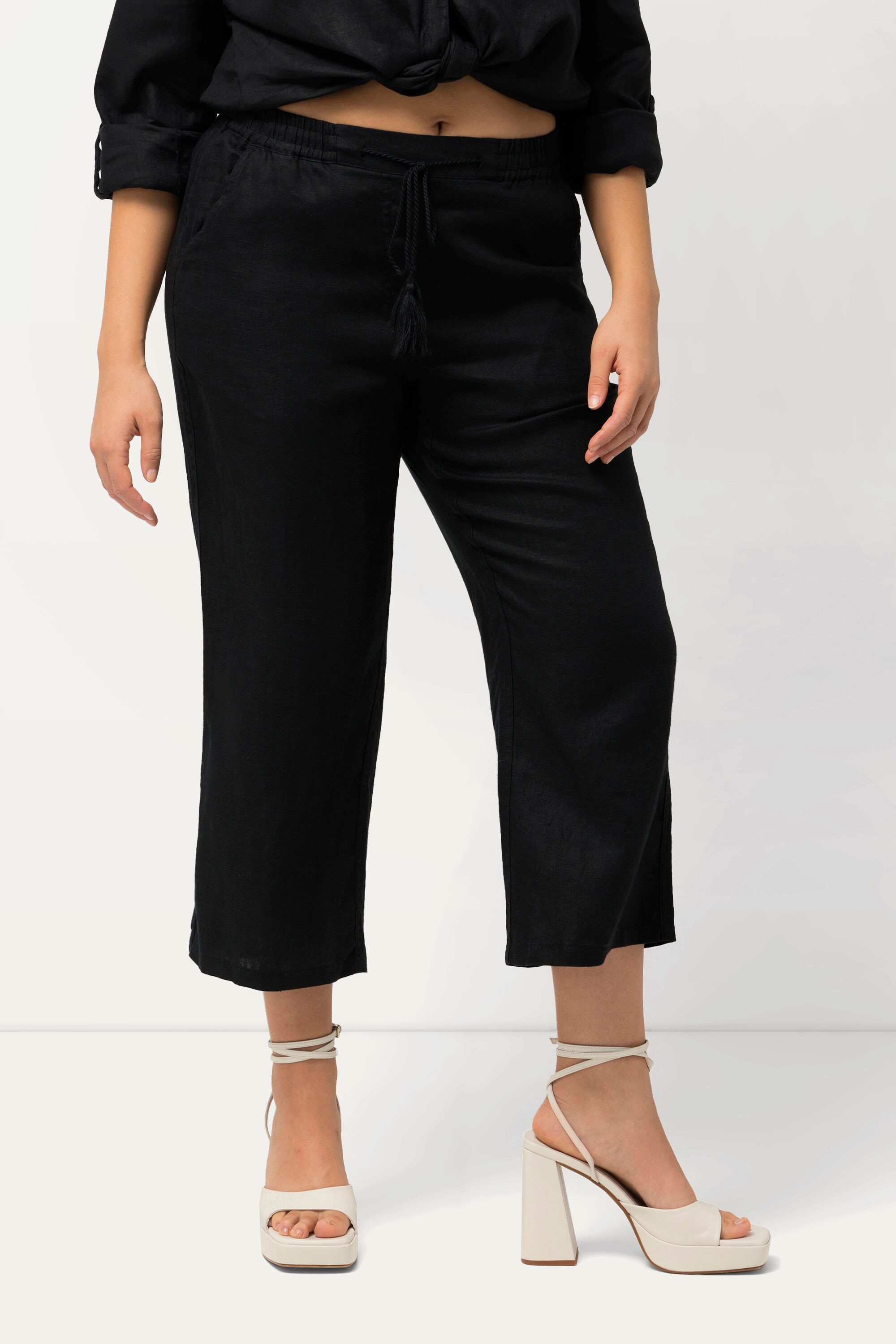 Ulla Popken Funktionshose 7/8-Leinenhose elastischer Bund günstig online kaufen
