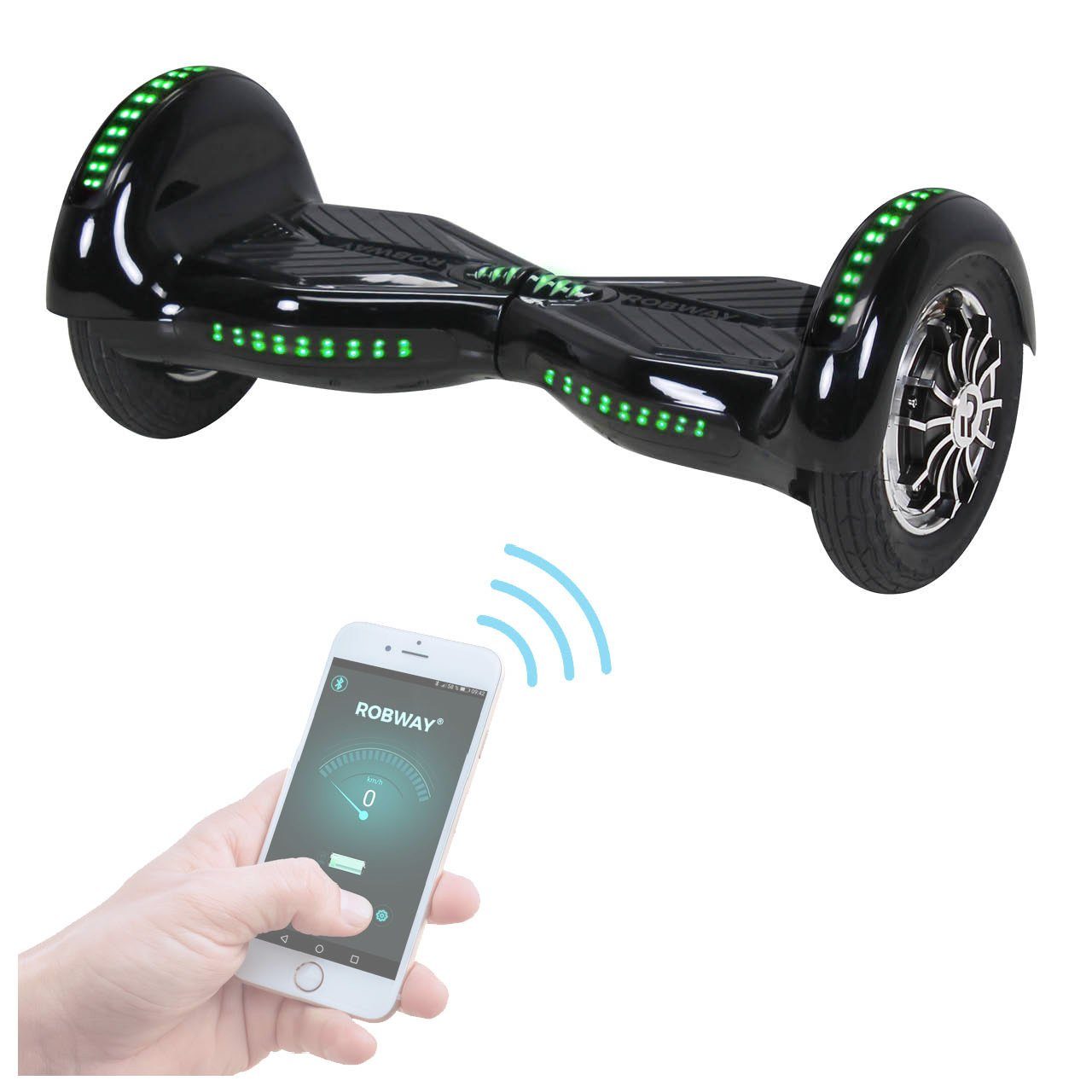 Robway Balance Scooter Hoverboard W3 inkl. Samsung Akku 10” inkl. integrierte Lautsprecher, 800,00 W, 15,00 km/h, (Hoverboard für Erwachsene & Kinder, 1 tlg), Self-Balance-Scooter - Bluetooth - Robway App - LED - Gyrosensoren