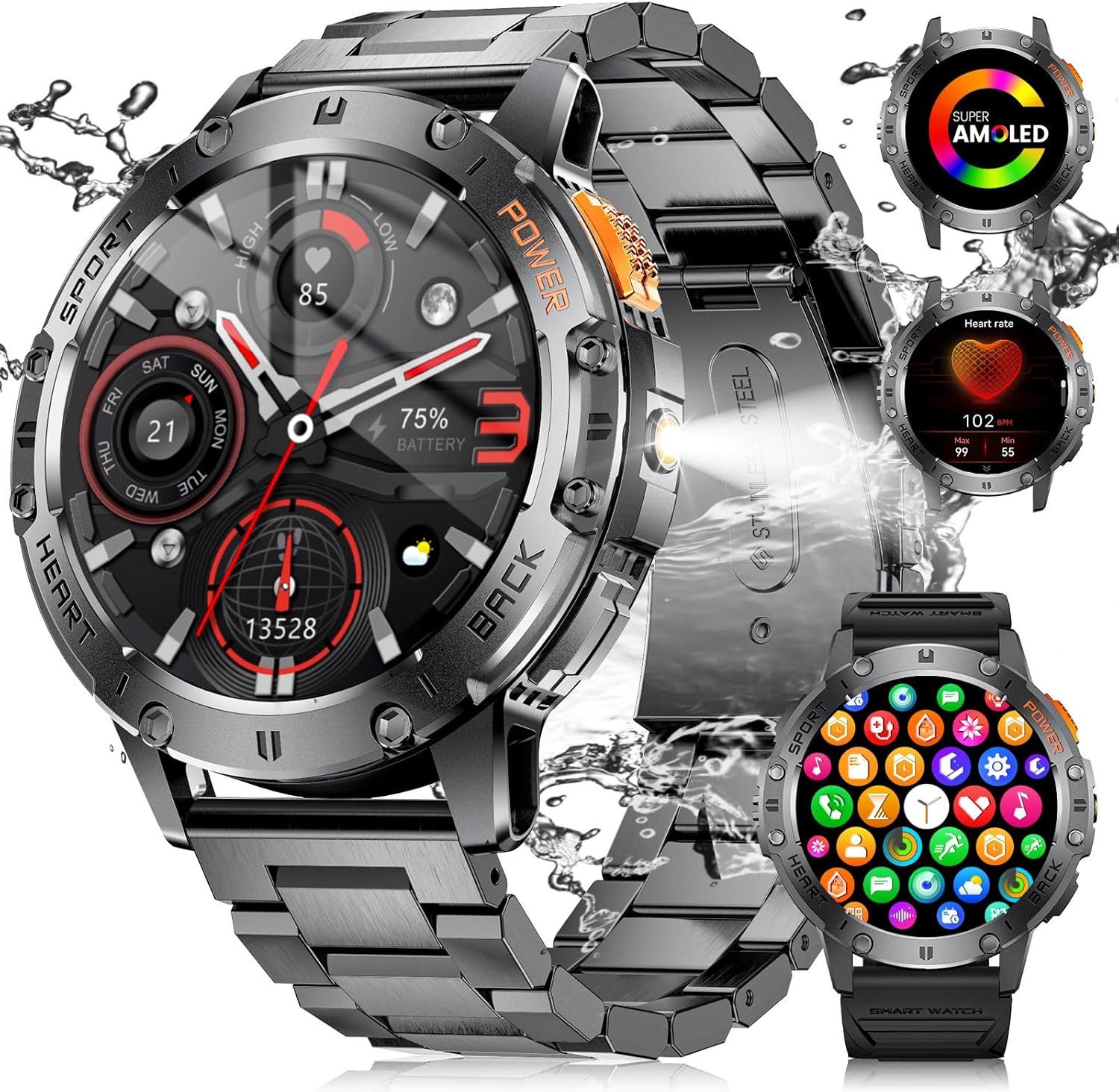 Herren's IP68 Wasserdicht Telefonfunktion Smartwatch
