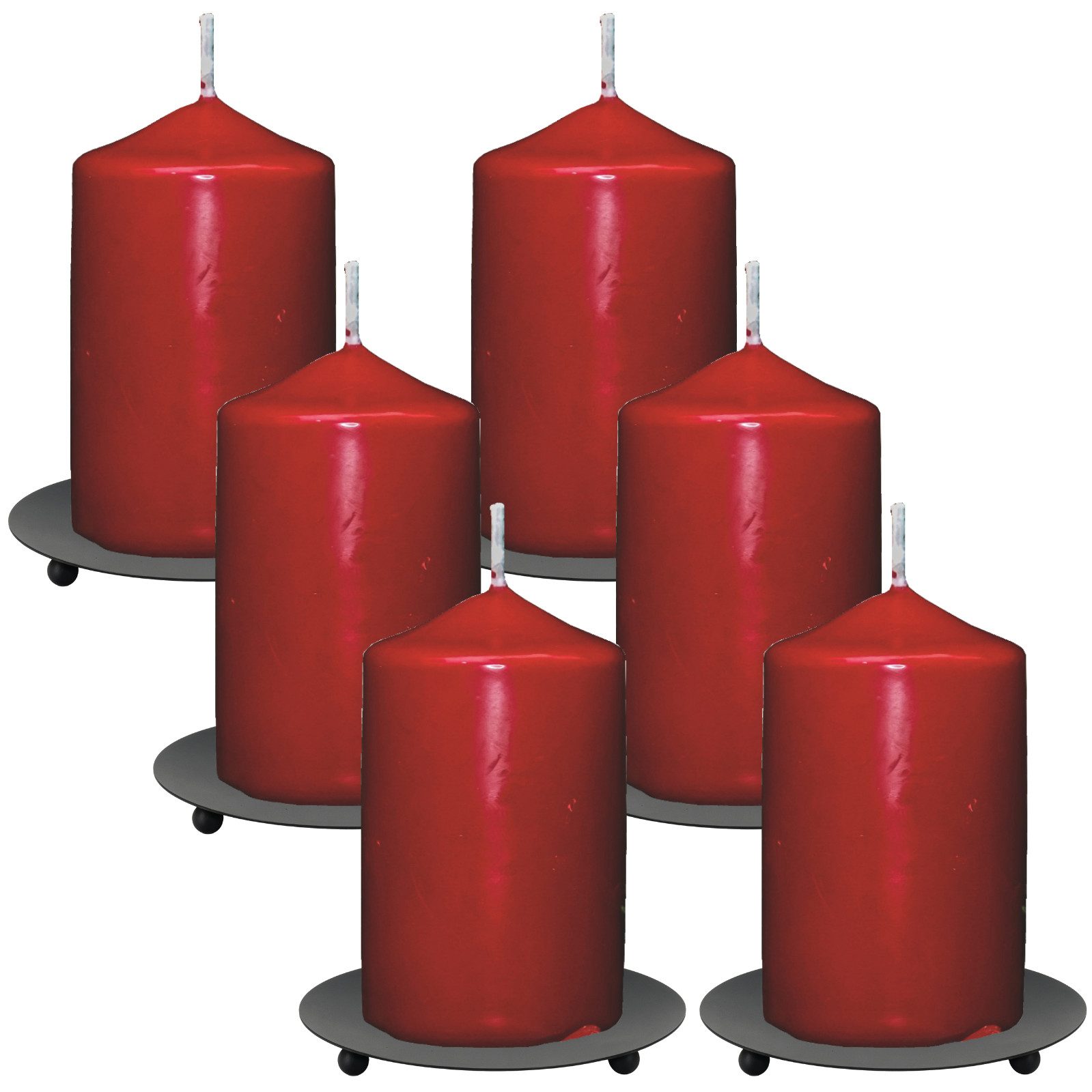 Koopman Kerzenhalter Kerzenständer Kerzenteller Metall Ø 12 cm Schwarz 4/6er Set (2er-Set, 6 St), 6er Set, Metallteller, Kerzenteller, Kerzenständer, Ø12cm