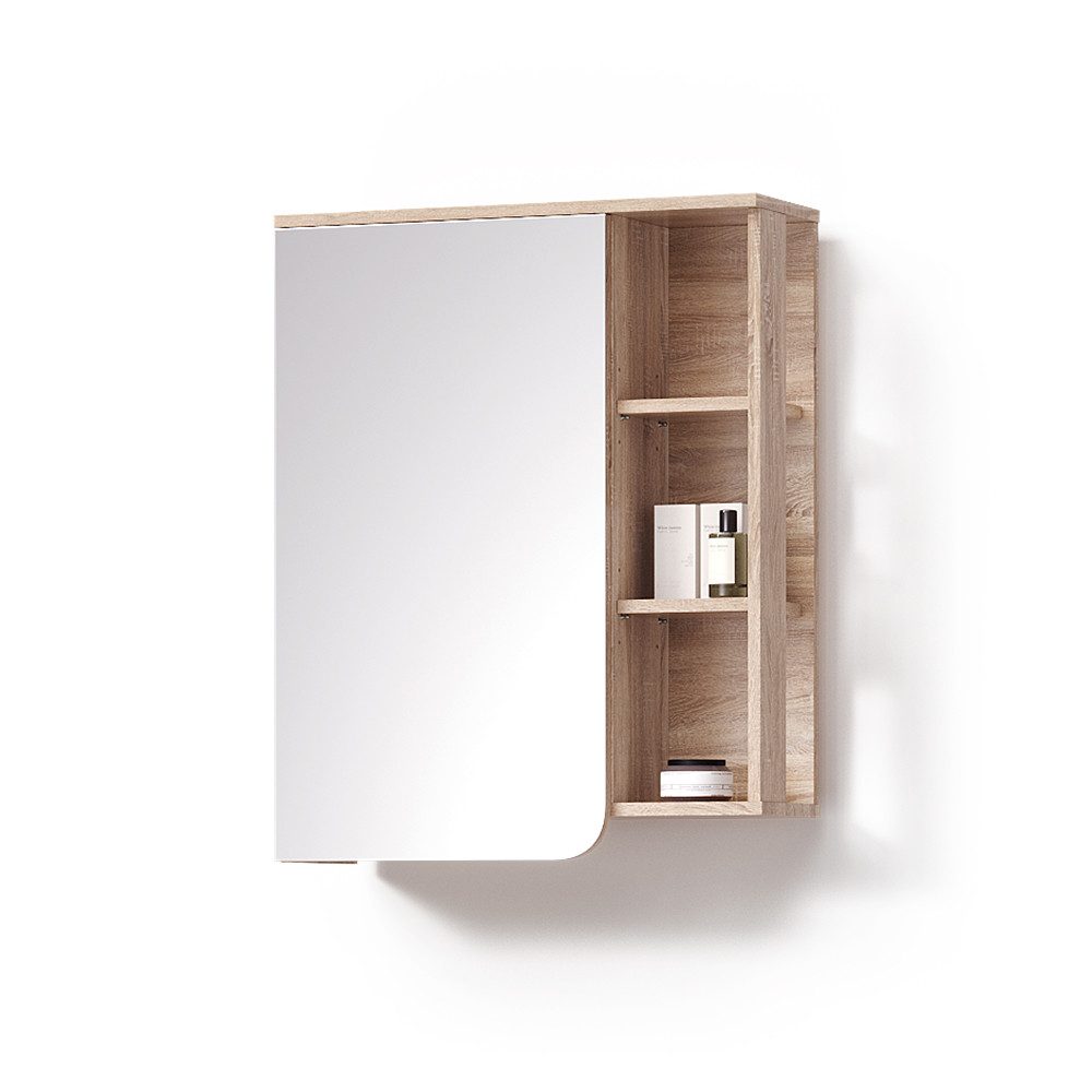 Livinity® Badezimmerspiegelschrank Marano, Sonoma/Weiß, 60 x 75 cm mit 2 Schubladen (1-St)