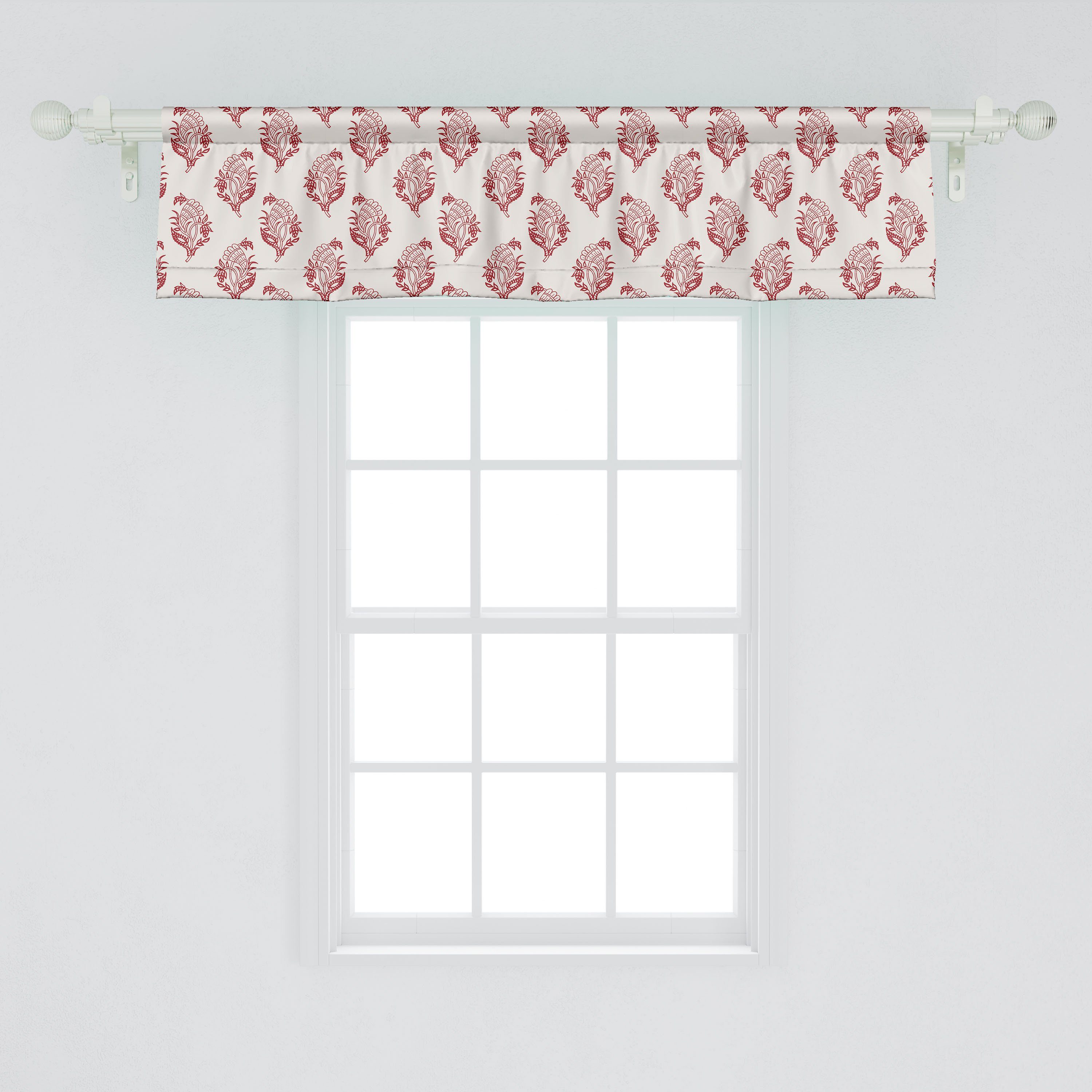 Scheibengardine Vorhang Jacobean Küche Volant Abakuhaus, Art Schlafzimmer naturfarben Microfaser, Floral Dekor für mit Stangentasche