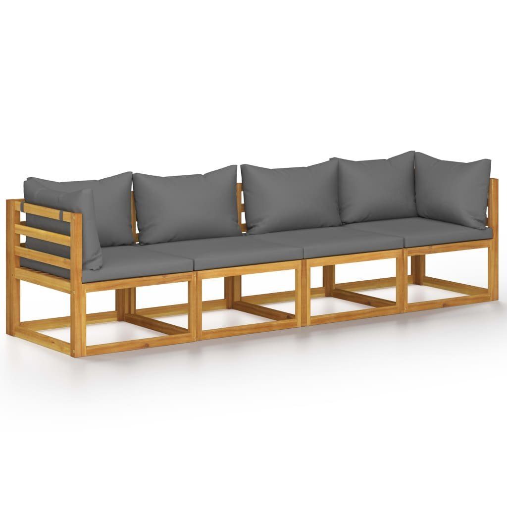 vidaXL Gartenlounge-Set 4-Sitzer-Gartensofa mit Auflage Akazie Massivholz, (1-tlg)