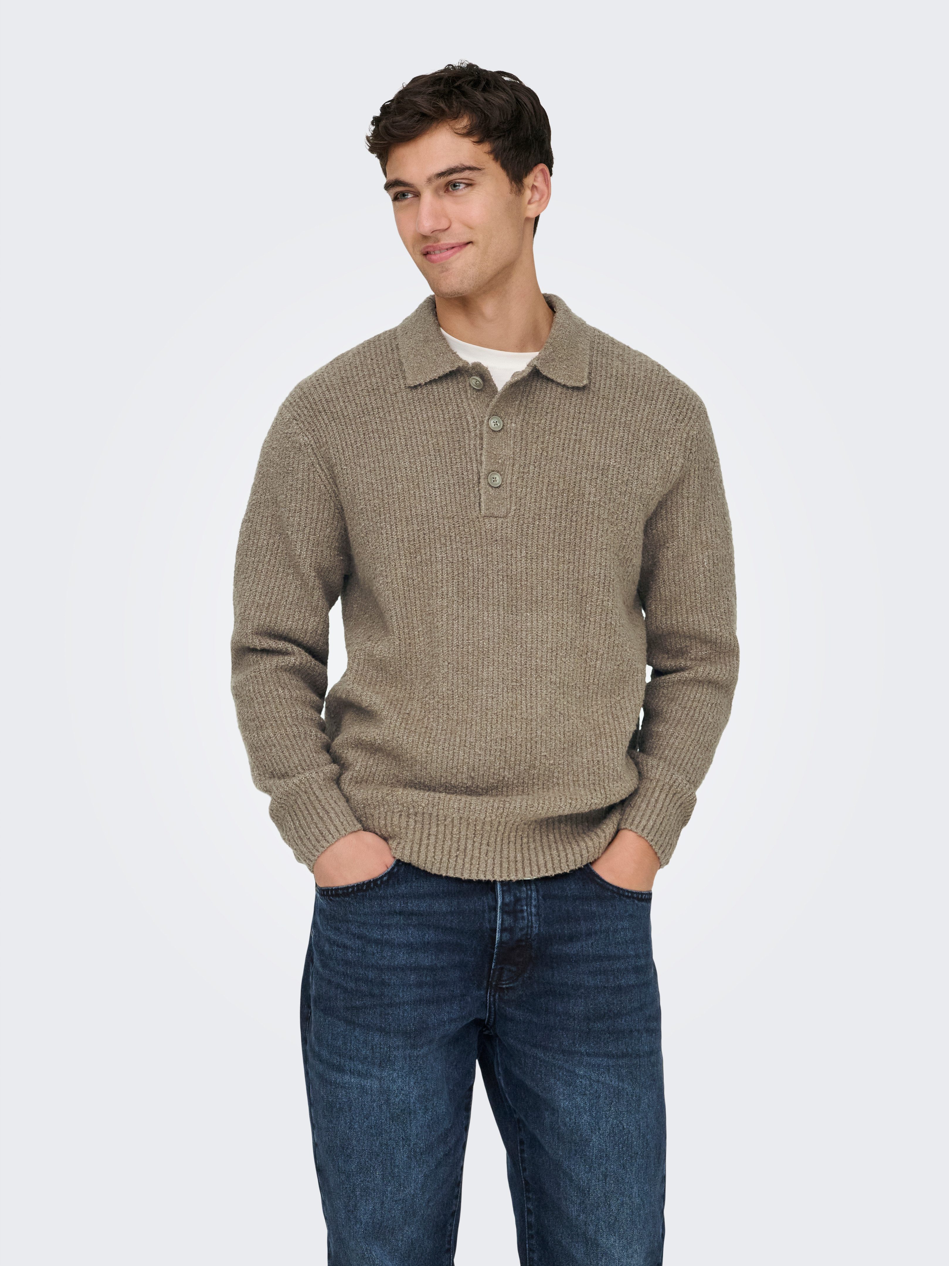 ONLY & SONS Polokragenpullover ONSDALE RLX LS POLO KNIT NOOS Baumwollmischung, relaxed fit