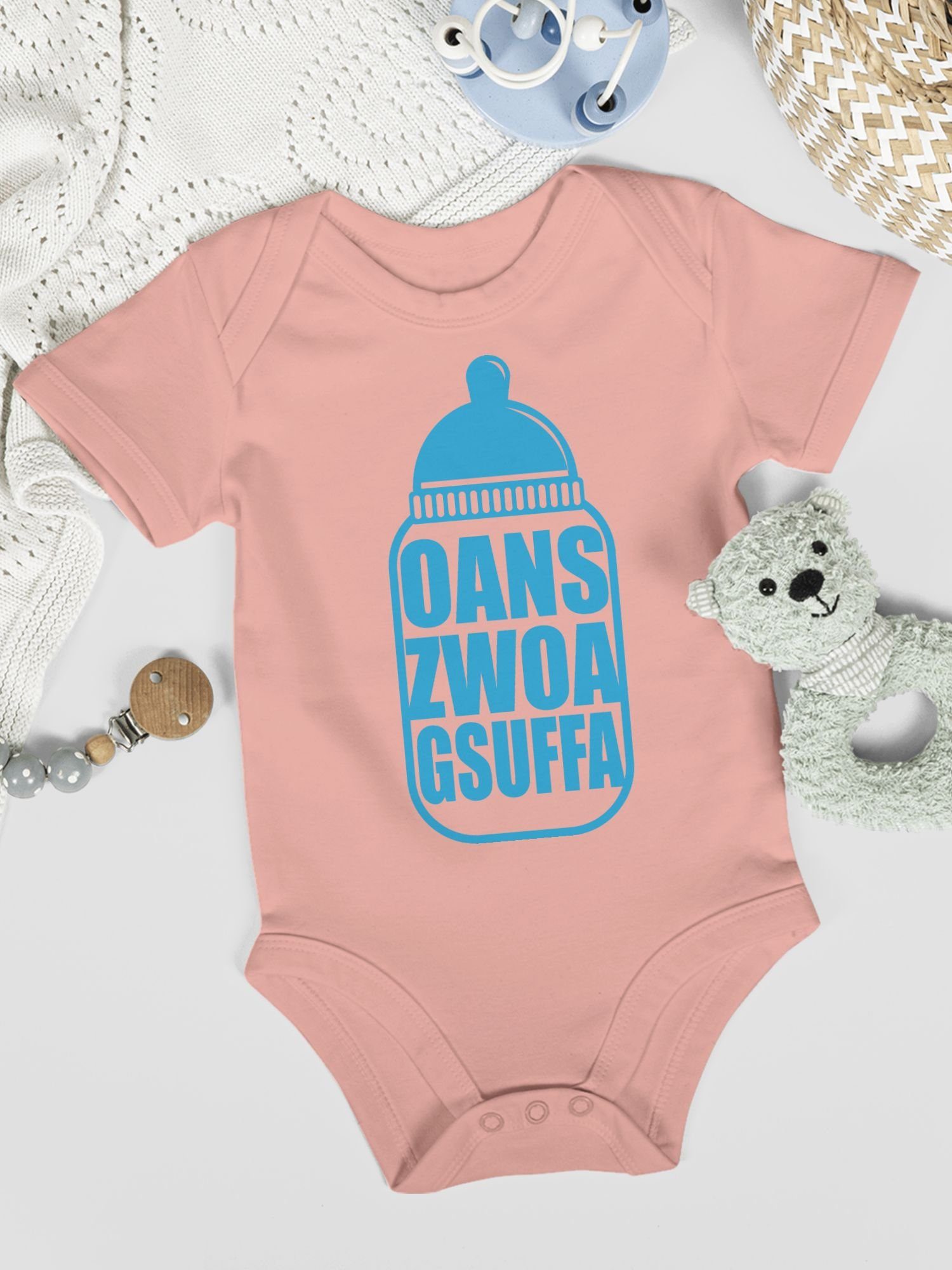 Outfit Shirtbody Shirtracer Baby Oans Babyrosa Zwoa 3 Gsuffa Babyflasche Oktoberfest blau für Mode