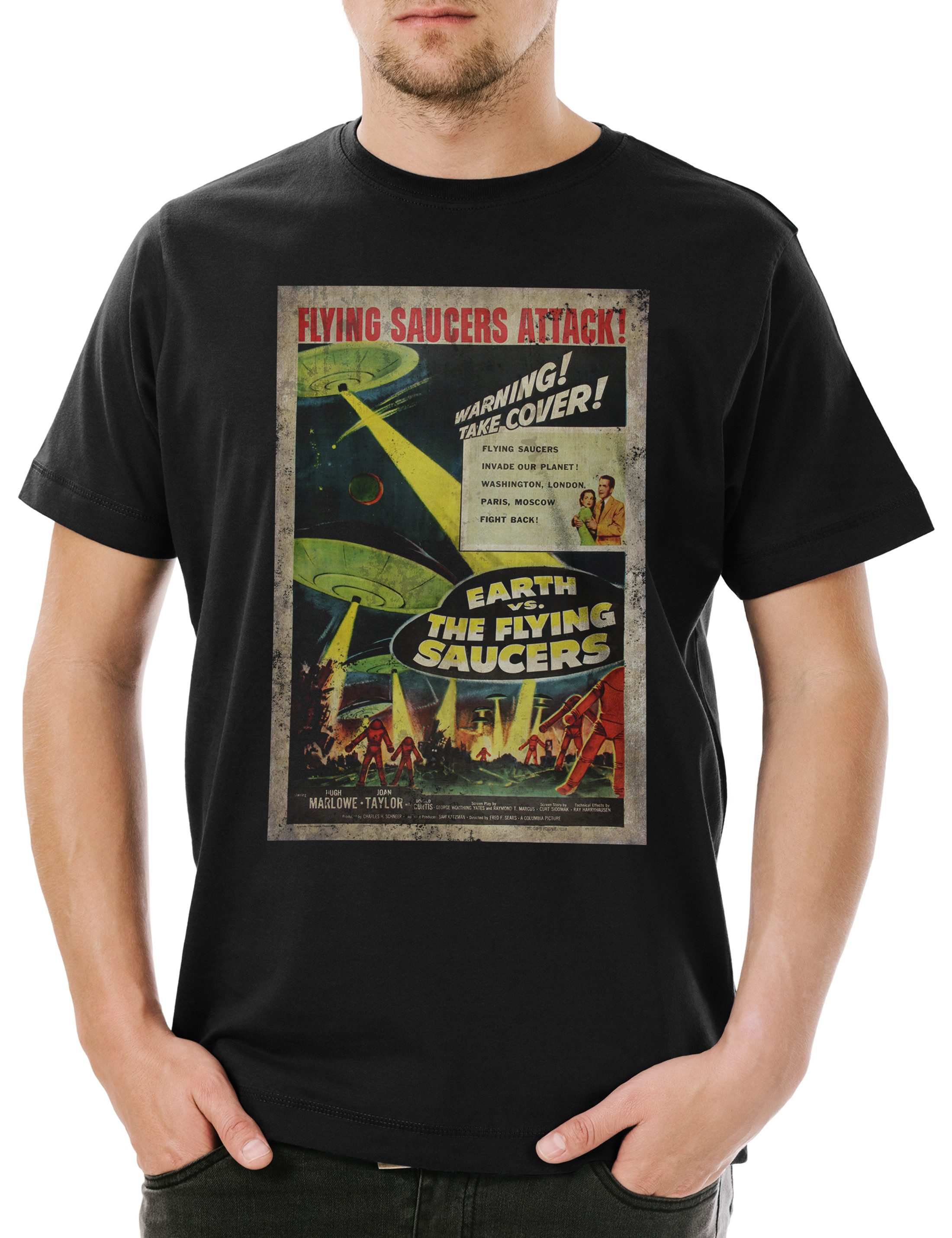 Urban Backwoods Print-Shirt Earth Vs. Flying Saucers I Herren T-Shirt Ufo F günstig online kaufen