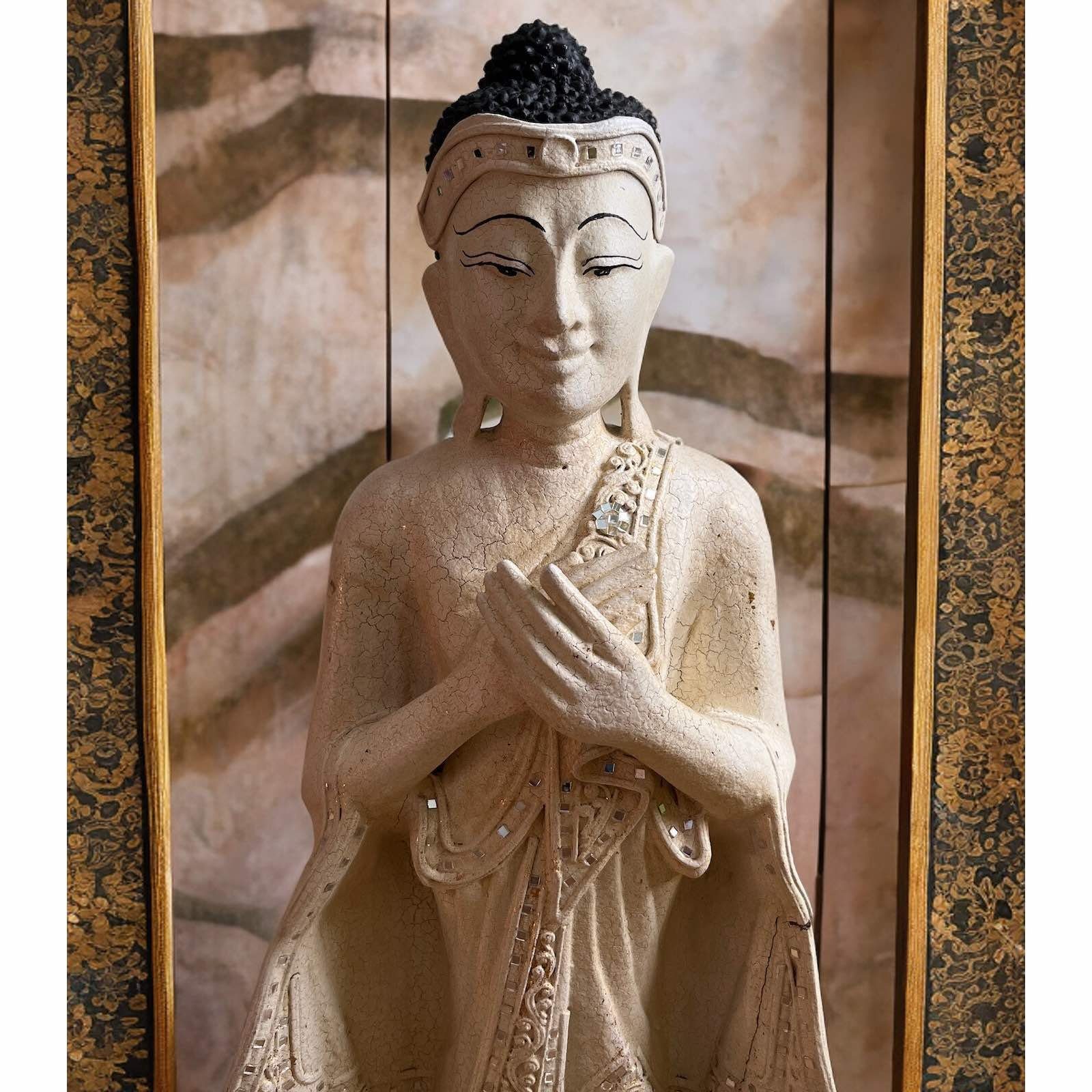 Holz LifeStyle 88cm Figur Wochentag Buddhafigur Freitag groß Buddha Asien Thailand,