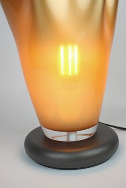 Signature Home Collection Tischleuchte Tischlampe Glas gewellt indirektes Licht mit Sockel Glaslampe, ohne Leuchtmittel, warmweiß, nach oben strahlend ohne zu Blenden