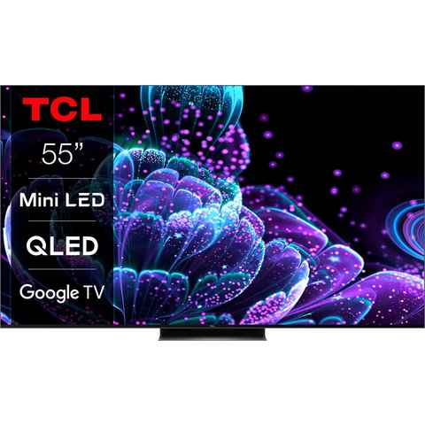 TCL 55C831X2 QLED Mini LED-Fernseher (139 cm/55 Zoll, 4K Ultra HD, Google TV, Smart-TV, 1500nits, HDR Extreme, Dolby Atmos, HDMI 2.1, ONKYO-Sound)